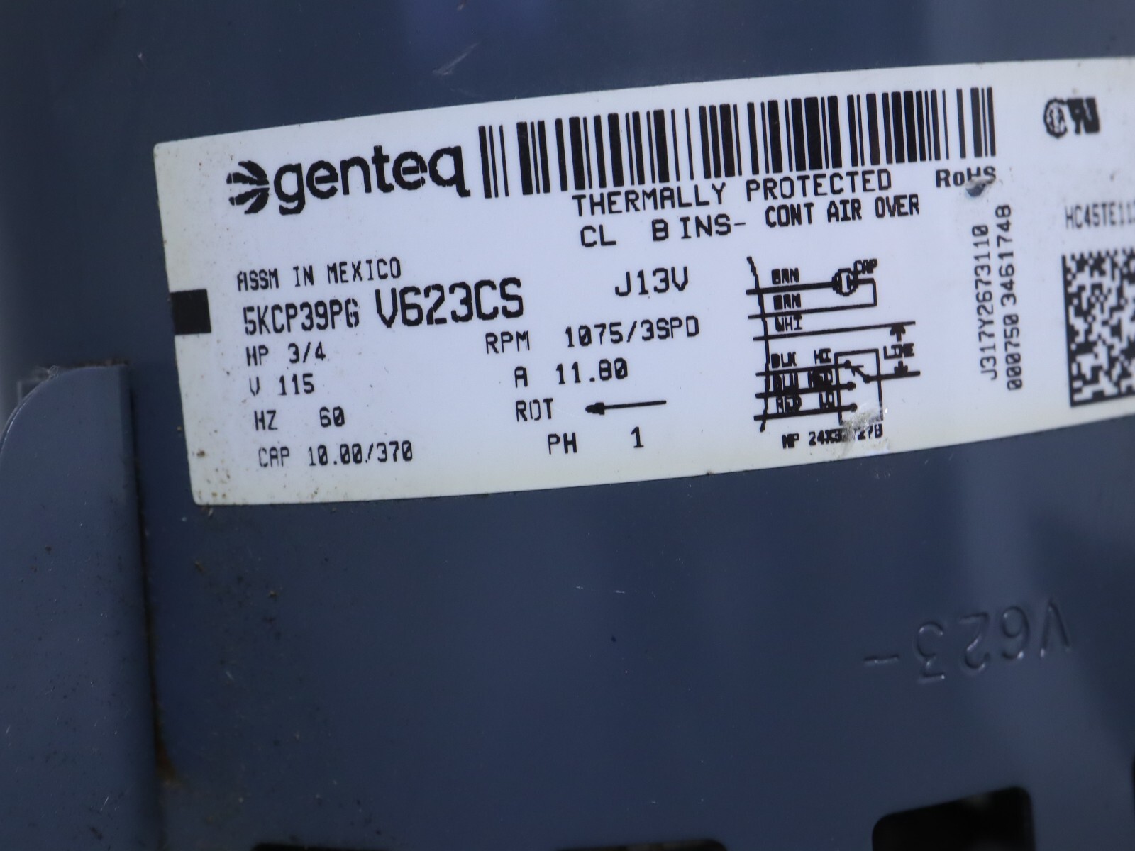 GE Genteq 5KCP39PGV623CS Blower Motor 3/4HP 1075RPM 3SPD 115V 1PH HC45TE113