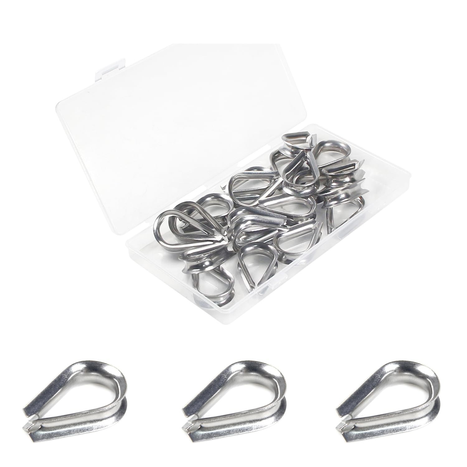 20 M6 1/4″ Thimbles – 304 Stainless Steel for Wire Rope Applications