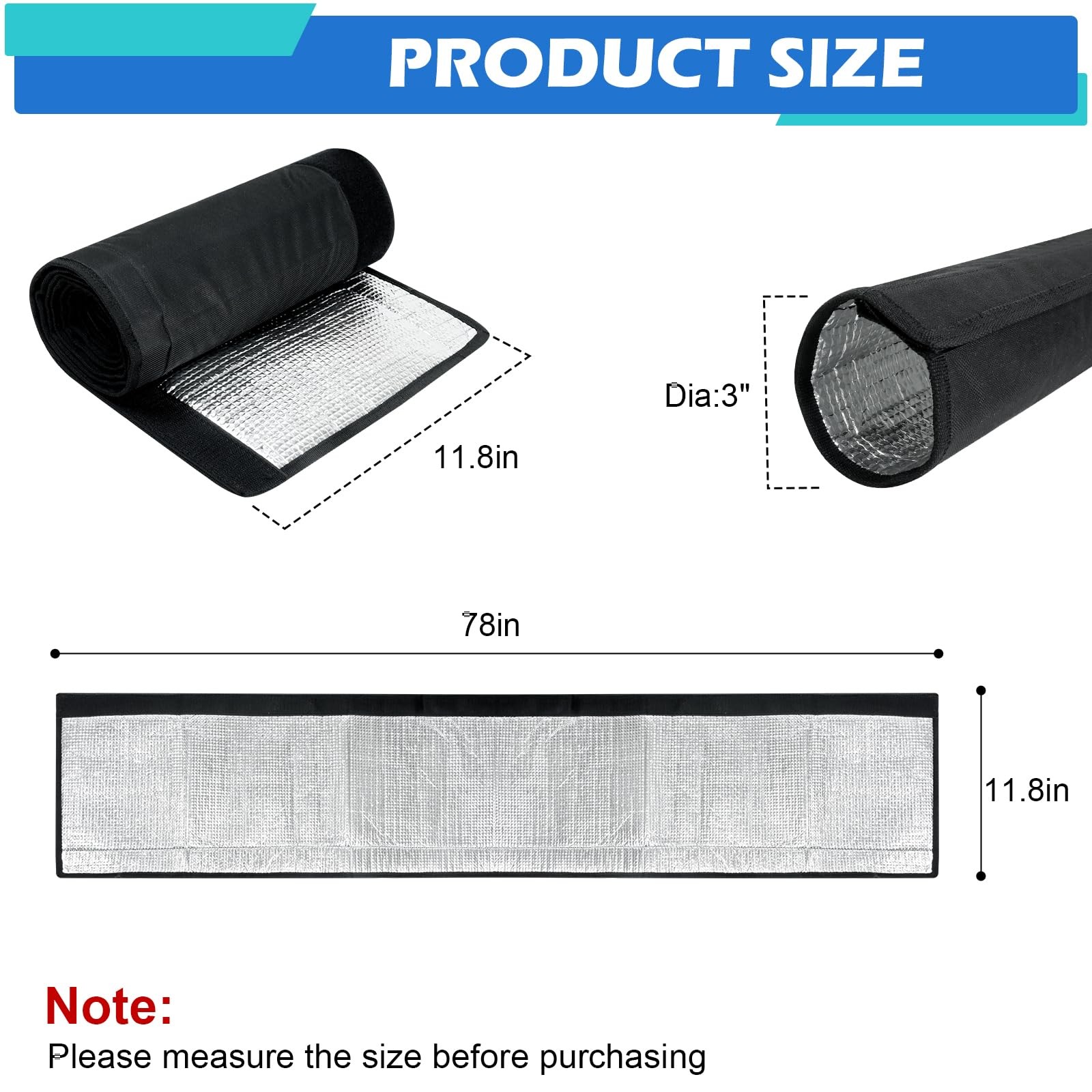 3 Layers HVAC Copper Pipe Insulation Cover, 78 x 11.8 Inch Flexible Pipe Insu…
