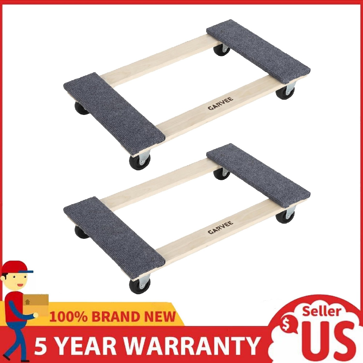 Heavy Duty Furniture Dolly 2-Pack, Moving Dolly with Swivel Wheels 1000 LBS Load