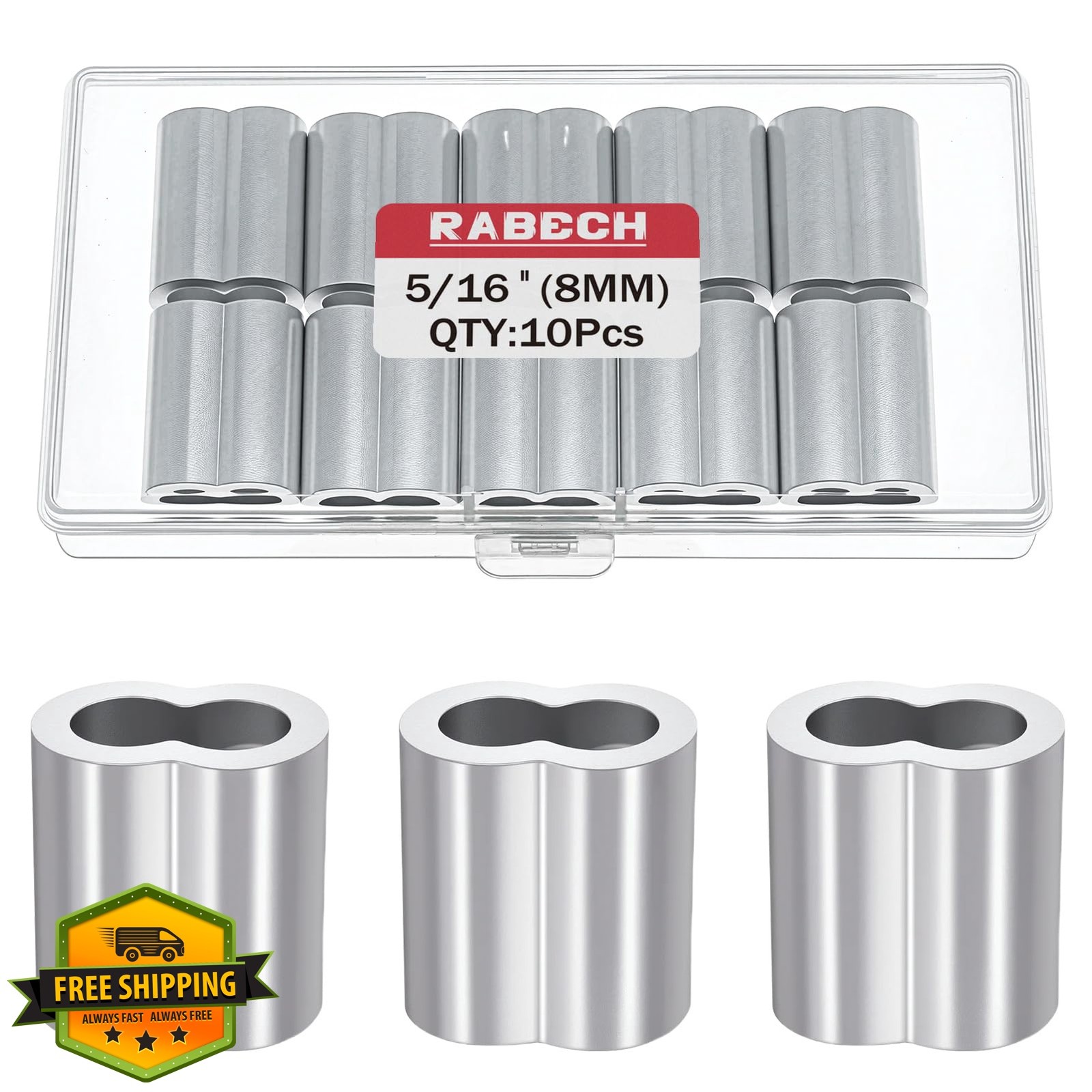 RABECH 5/16″ Aluminum Crimping Loop Sleeves 10pcs