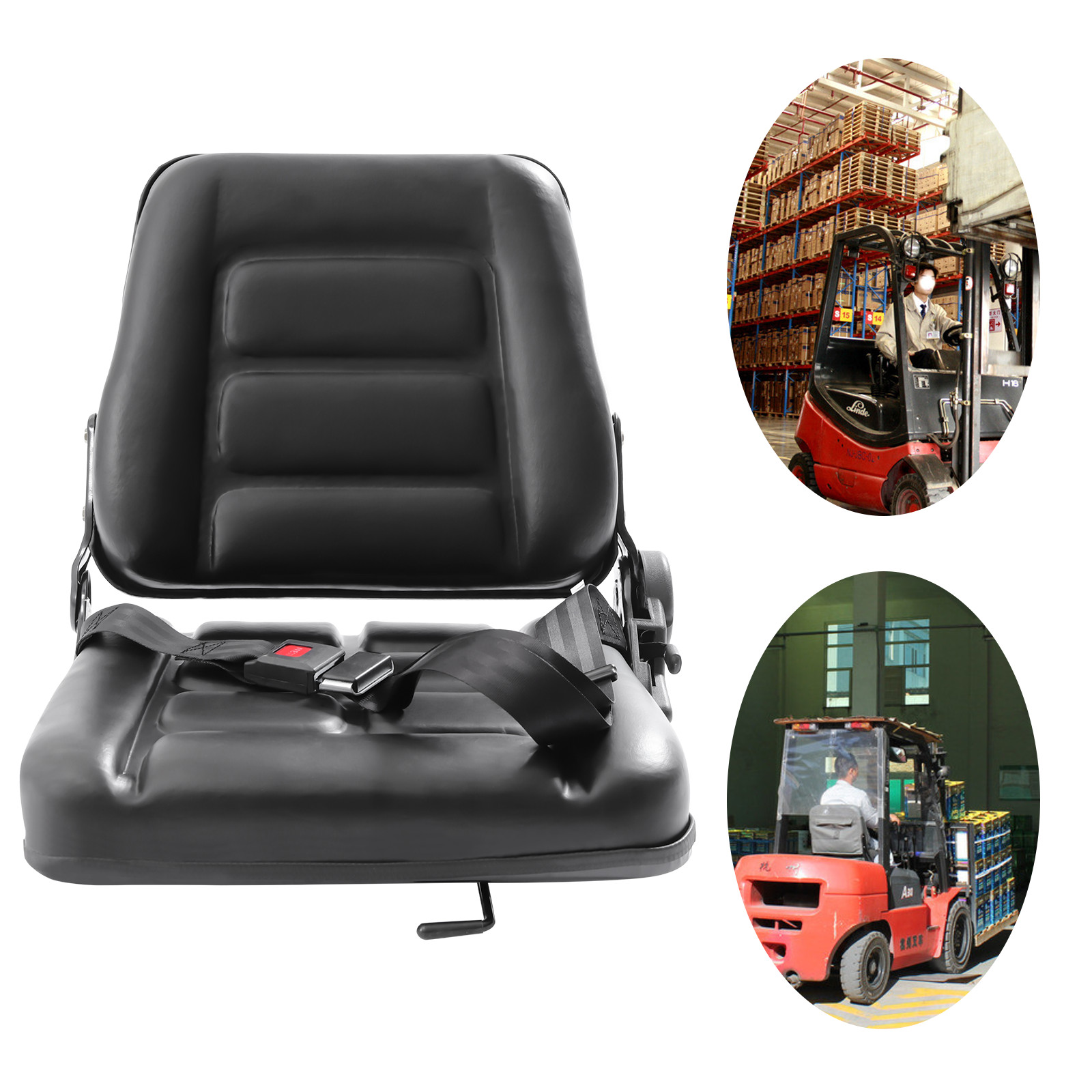 Black Forklift Seat Drivers Side Truck Forklift Seat Backrest Adjustment Seat US