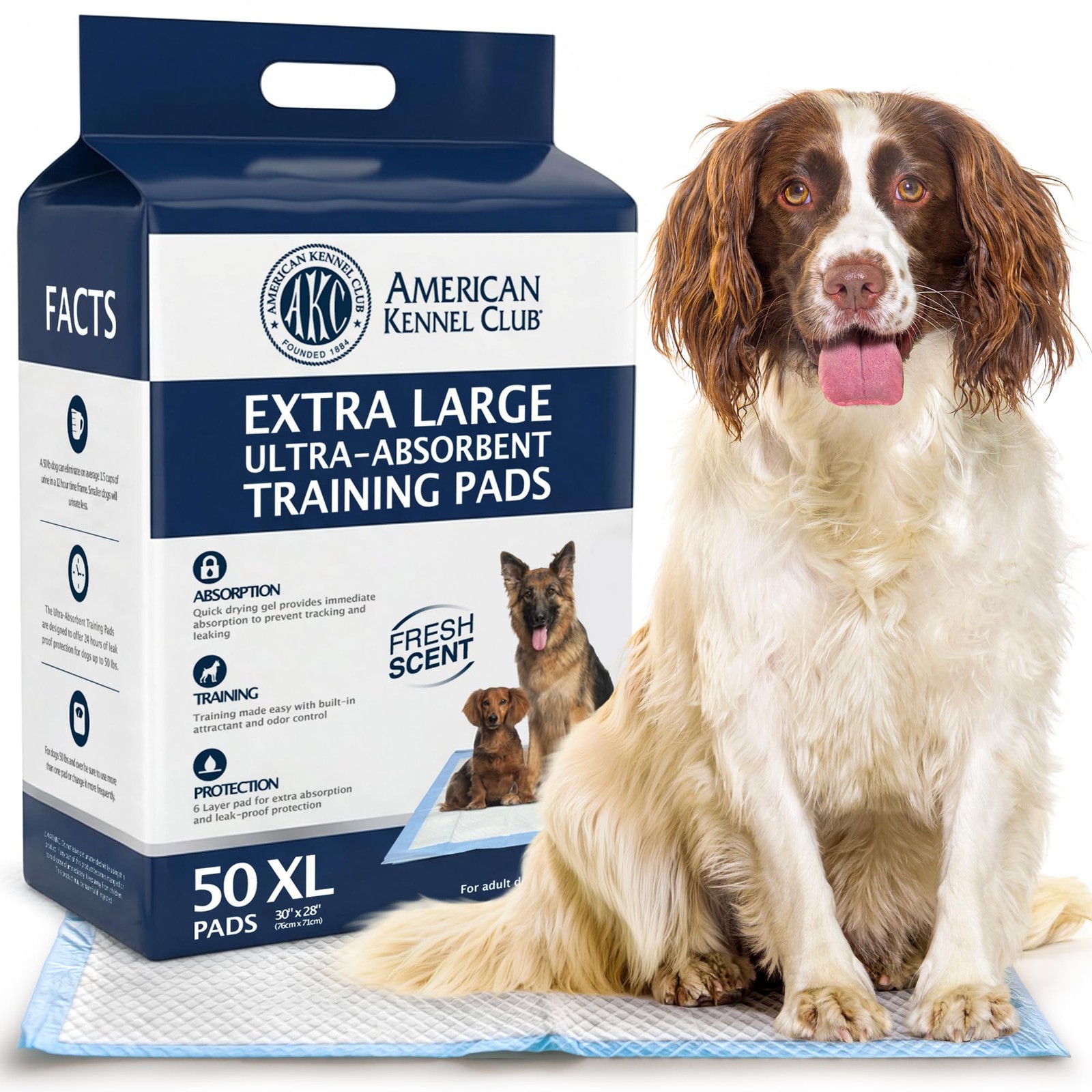 American Kennel Club XL Scented Puppy Training Pads 28×30 50 Count Absorbent
