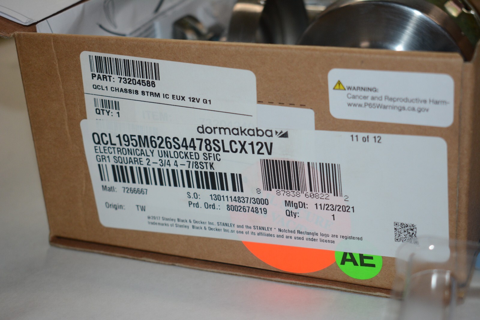 Dormakaba / Stanley Electrified Lock set electronically Unlocked SFIC QCL195M62