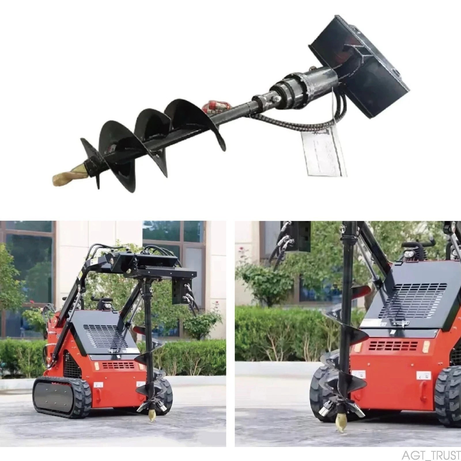 AGROTK 12″ Hydraulic Auger Attachment For AGT Mini Skid Steer|M-AG