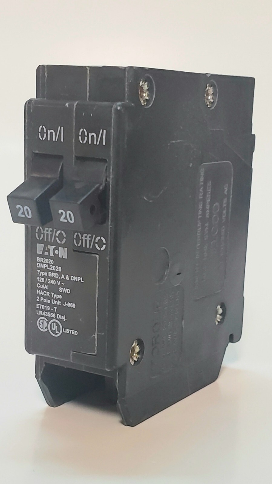 Cutler Hammer BR2020 1 Pole Twin 20 A 120V Plug In Type BRD-DNPL Breaker non-CTL