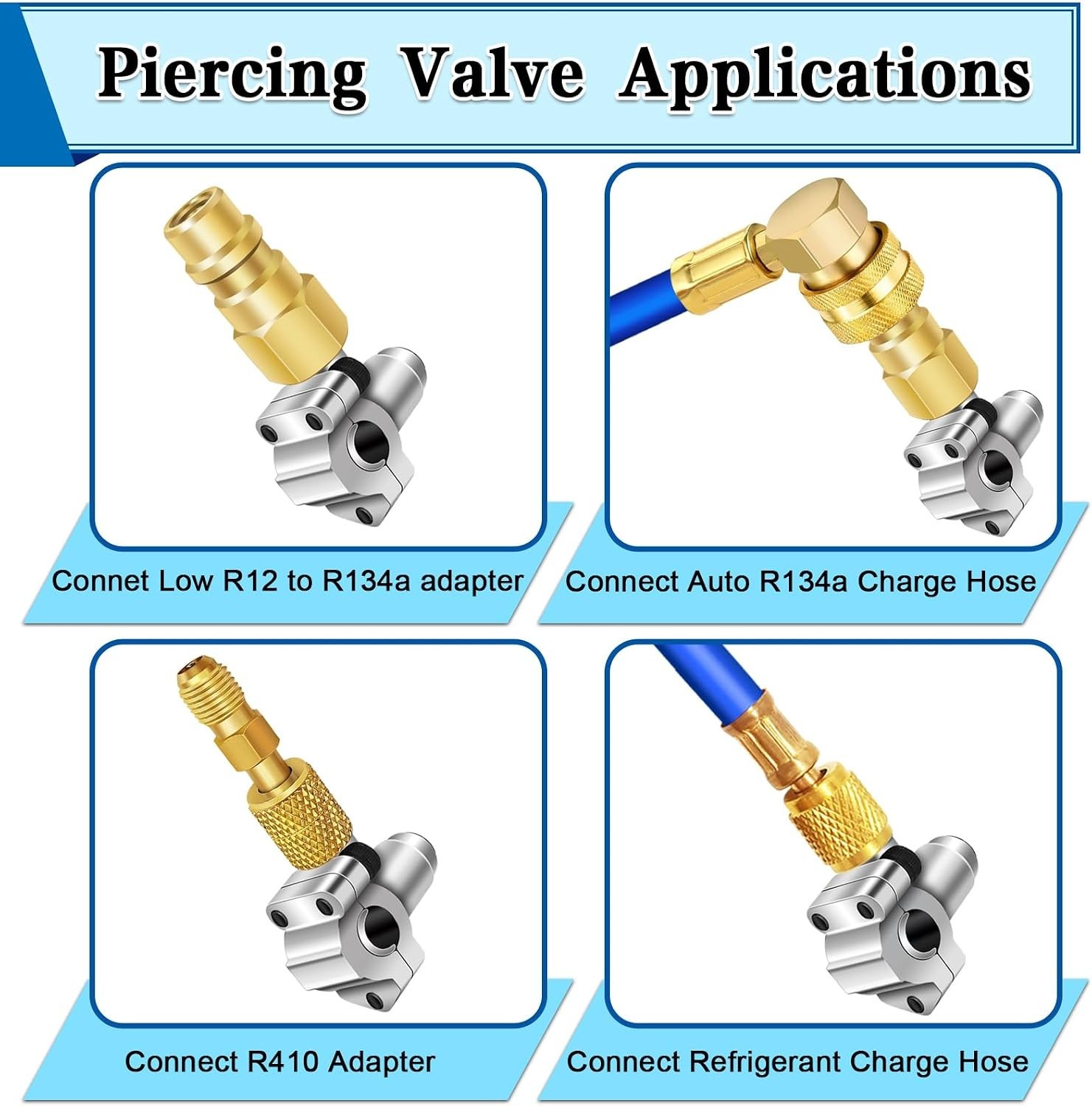 A/C Retrofit Valve Kit-Refrigerant Retrofit Valve Set, with R12 to R134A Low