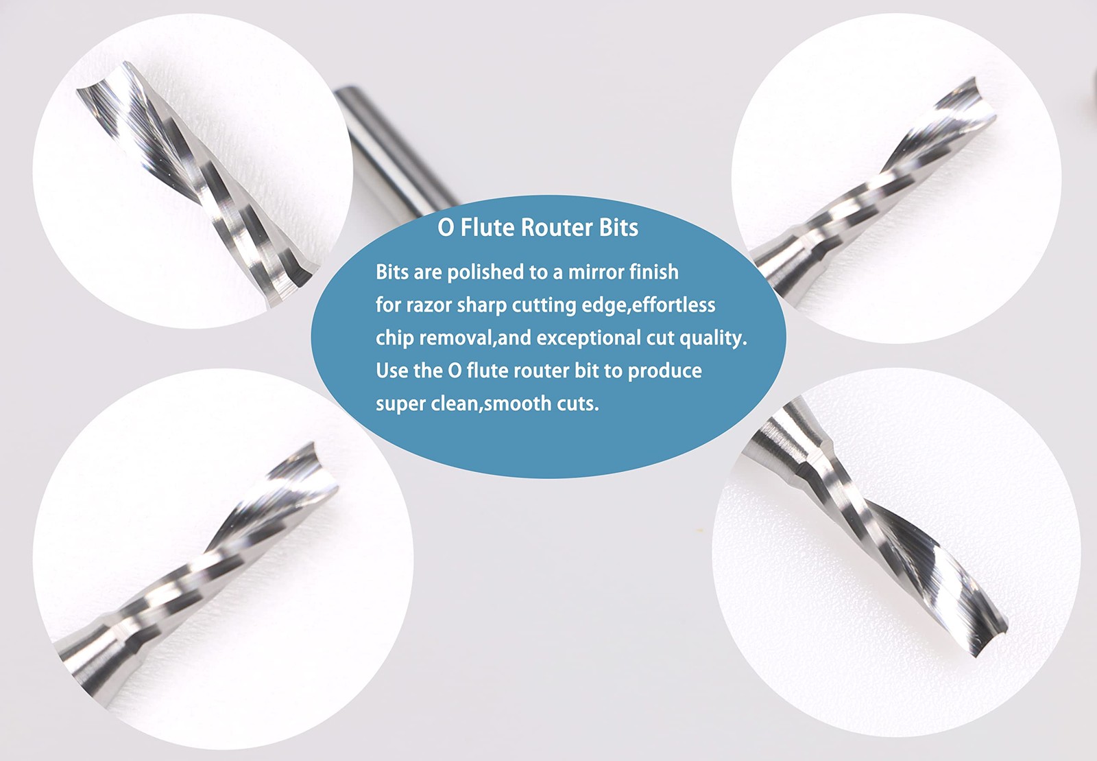 DashHound BRO02 5PCS O Flute Spiral CNC Router Bit 1/4″ Shank 1/8″ Carbide