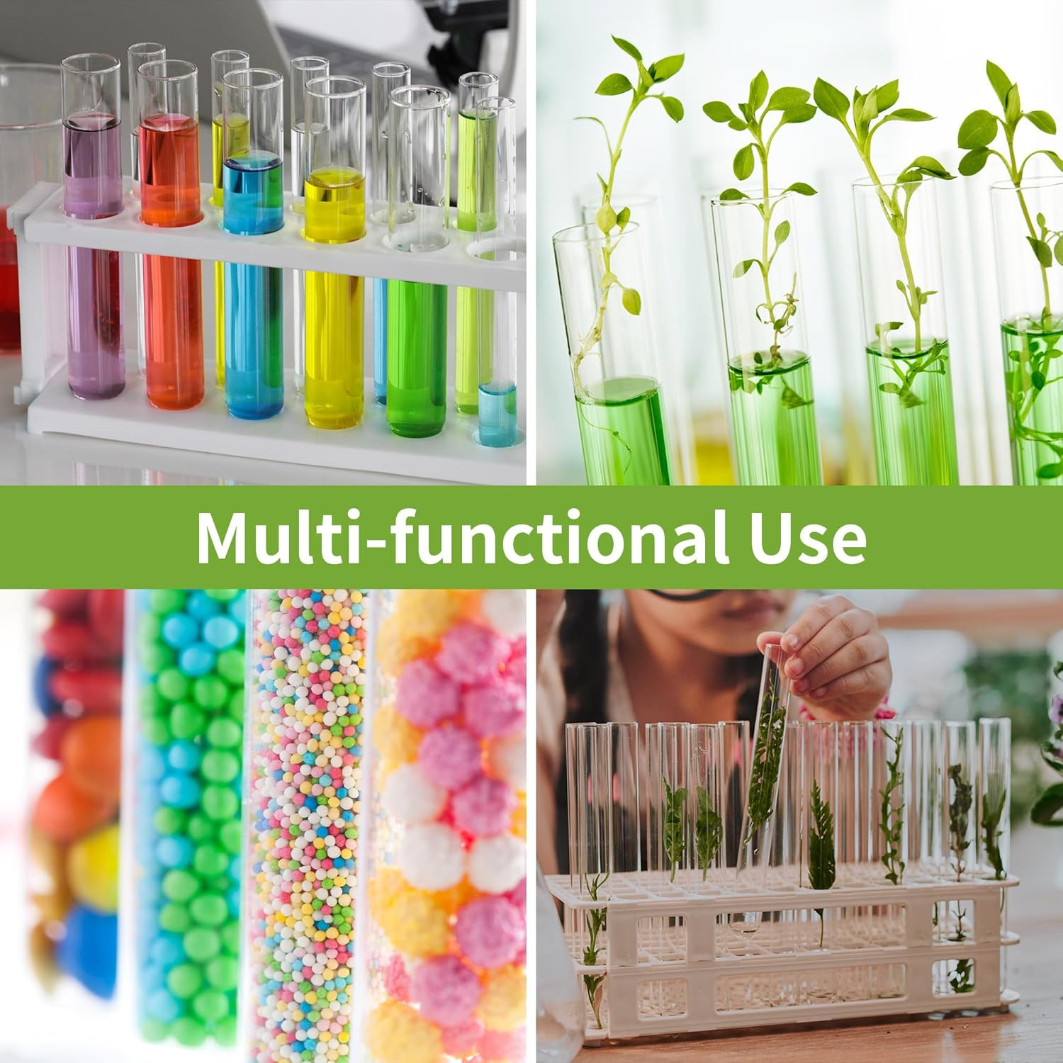20 Pcs Clear Test Tubes for Plants Acrylic Plant Propagation Tube with Brush Pla