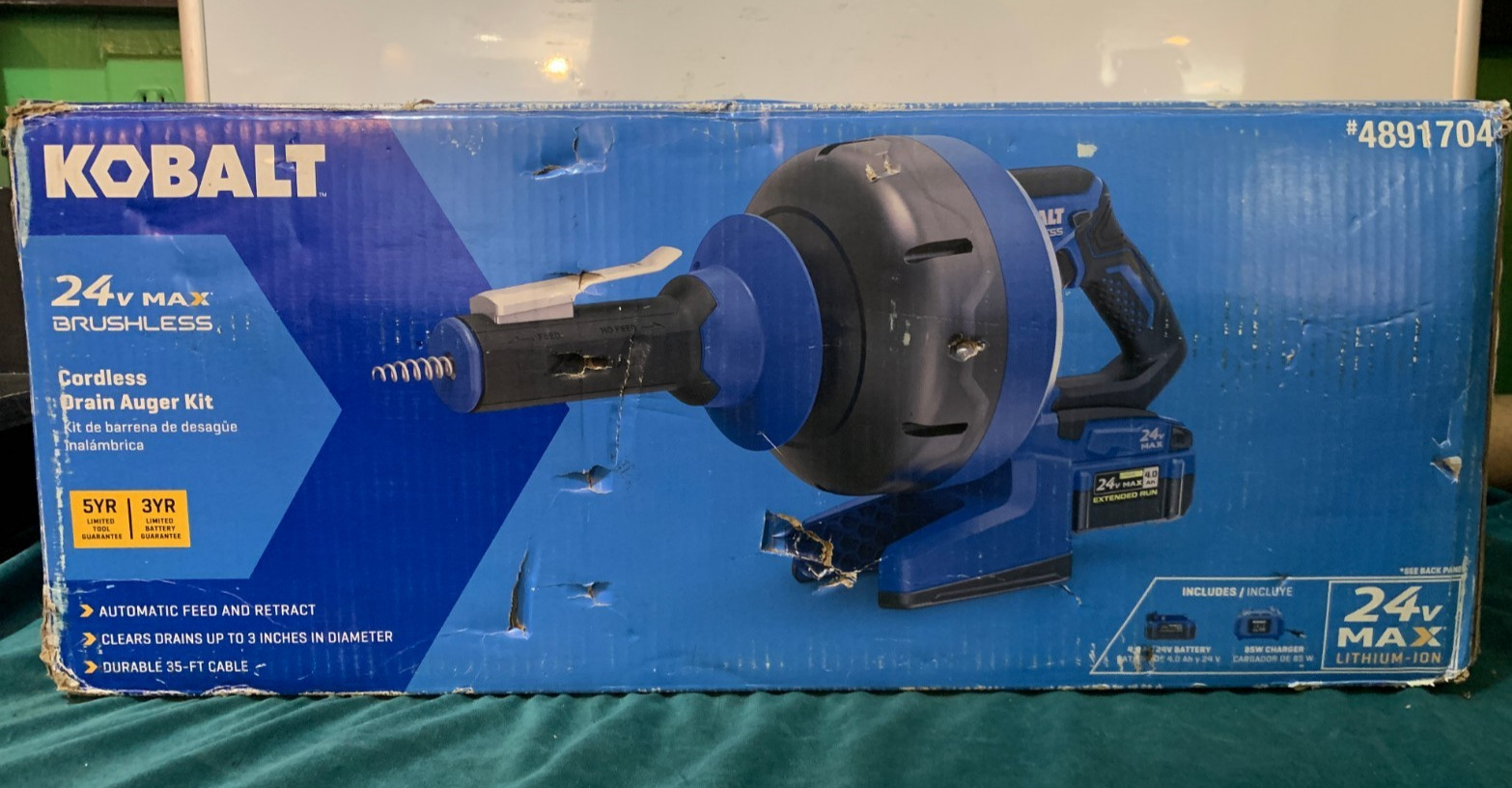 Kobalt 24V Max Cordless Drain Auger Kit With Battery & Charger #4891704