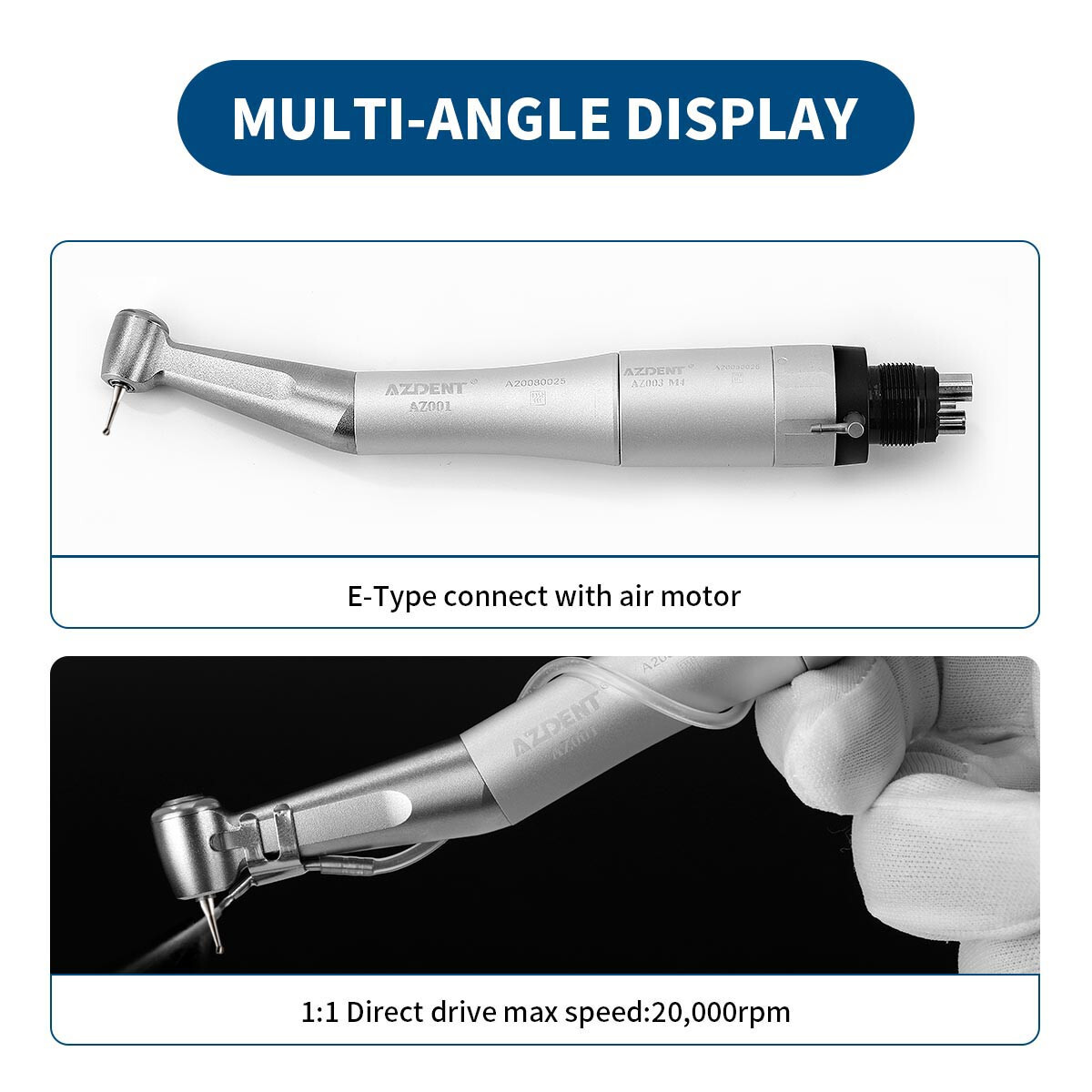 Kit de pieza de mano dental baja velocidad Recto Contraángulo motor de aire 4H
