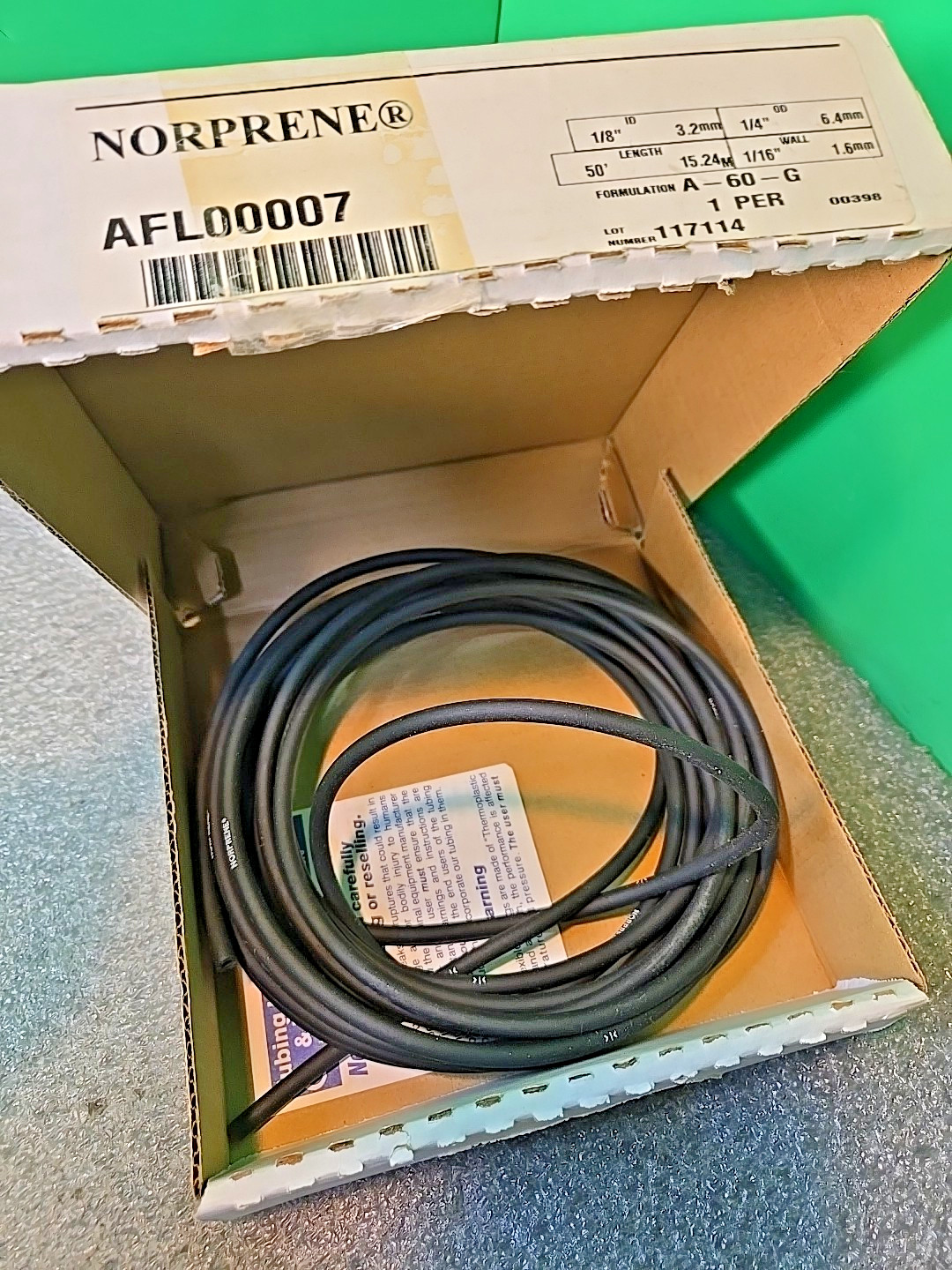 Tygon Norprene® A-60-G Tubing AFL00007 1/4″ ODx 1/8″ IDx 1/16″ Wall x 10 Ft