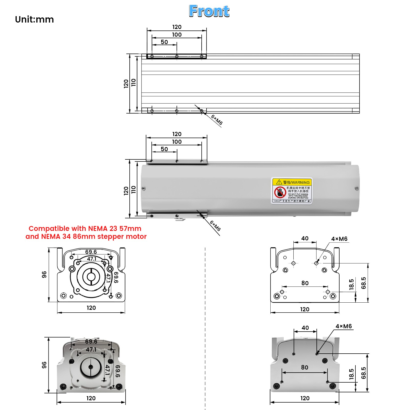 Heavy Duty Fully Sealed Ball Screw Slide Table 100-220lb CNC Linear Module Stage