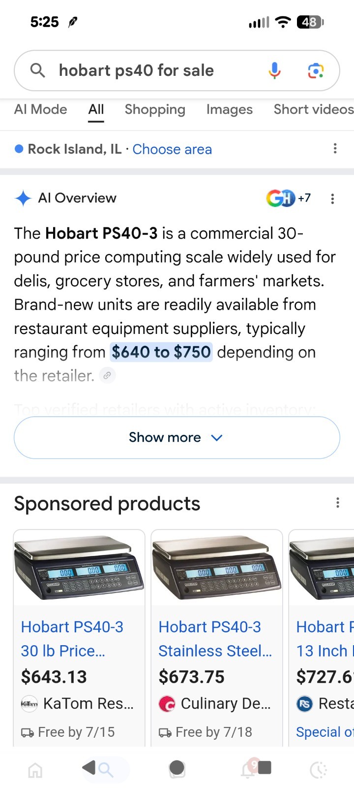 Hobart PS40 Digital Price Computing Legal for Trade Scale, 30 lb Capacity