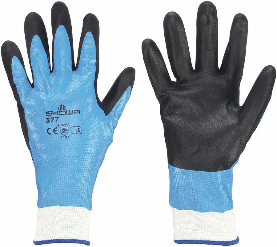 Showa 377 Water-Resistant, General Purpose, Nitrile-Coated Work Glove