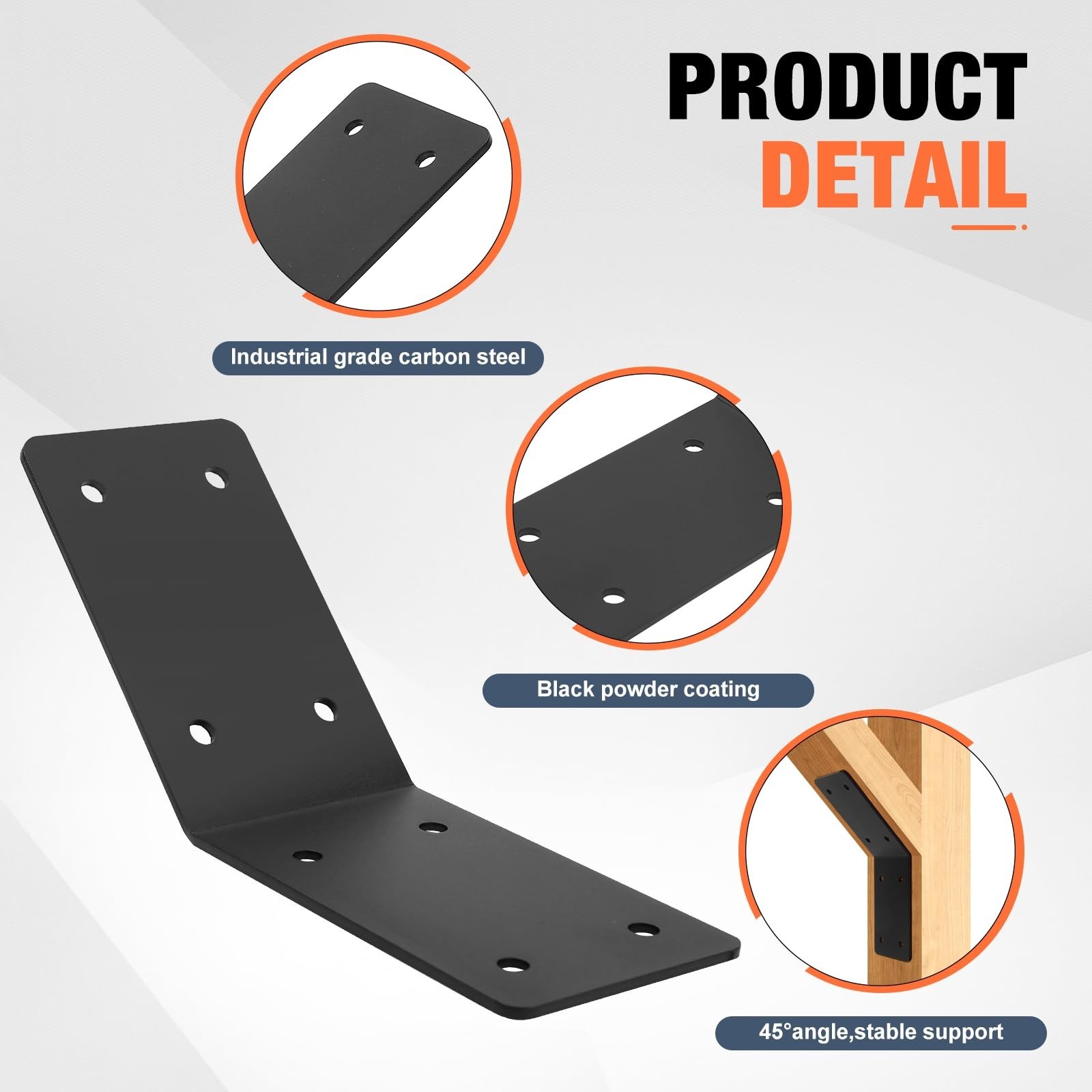 4 Pcs Inside Mount 45-Degree Angle Bracket,5″x 5″x 3″ Heavy Duty Corner Brace…