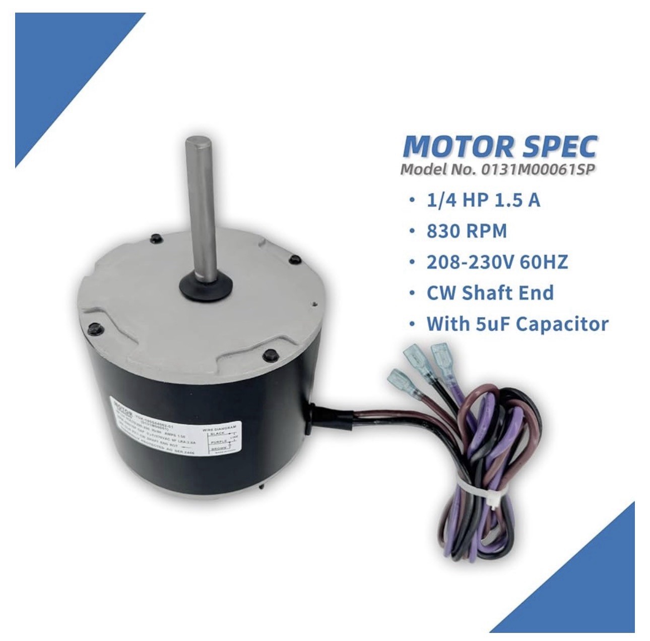 0131M00061SP 1/4HP Condenser Fan Motor For Goodman Air conditioner Amana New