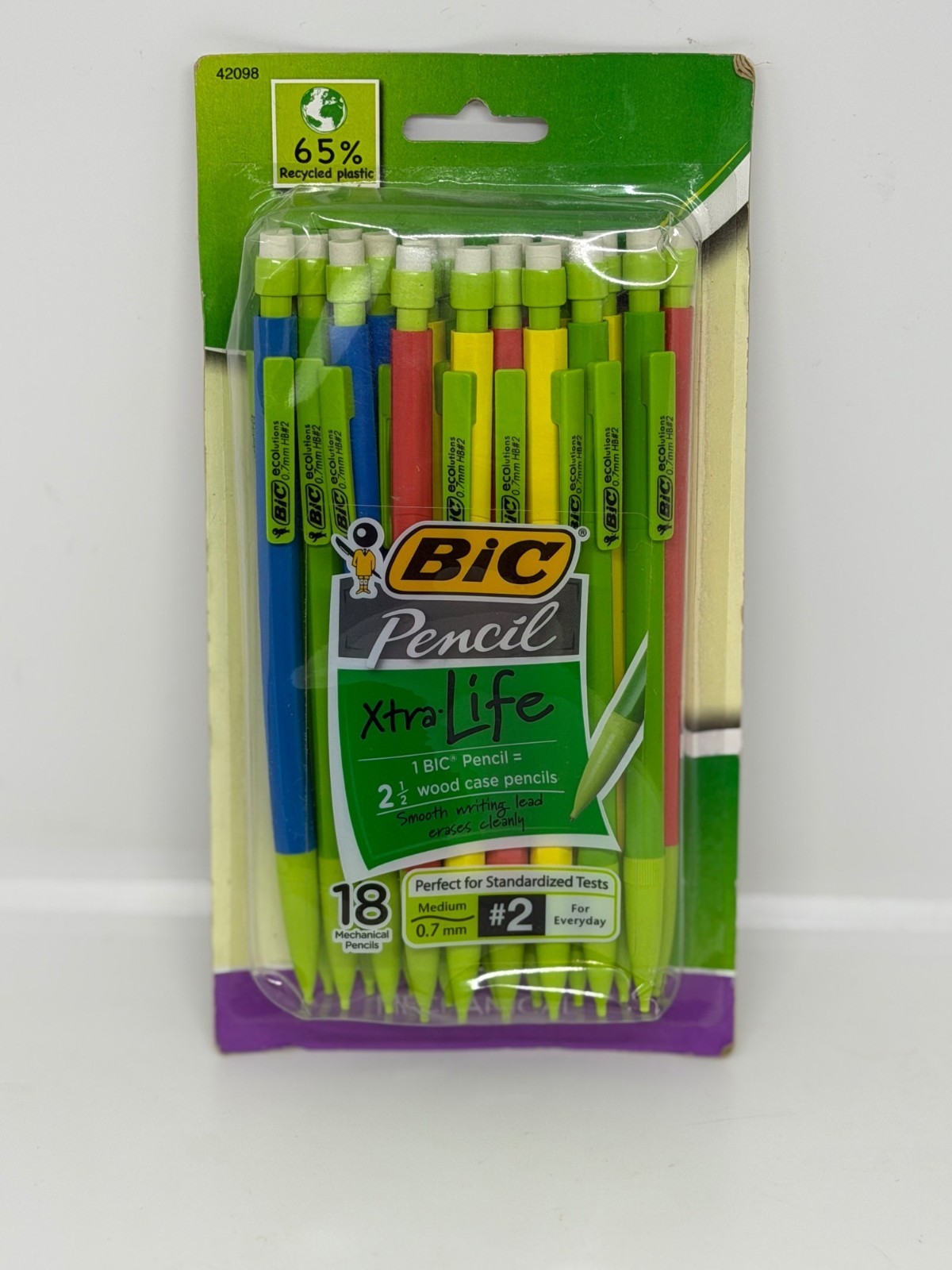 NEW BIC Xtra Life Mechanical Pencils #2 0.7mm 18-Pack Recycled Plastic Assorted
