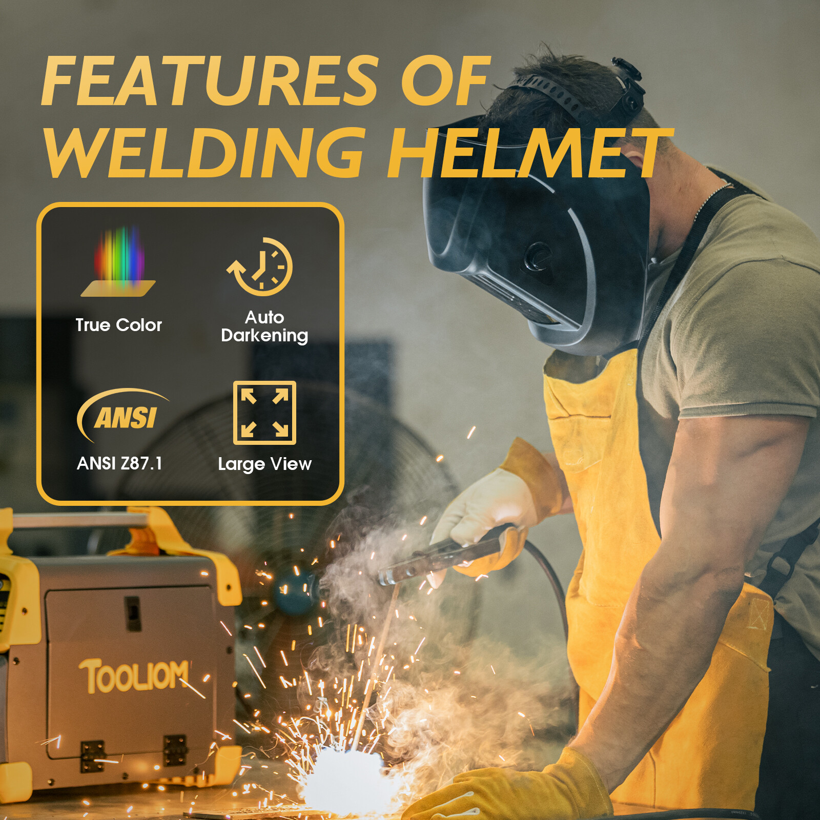 Large View Auto Darkening Welding Helmet True Color Weld Mask Hood ARC TIG MIG