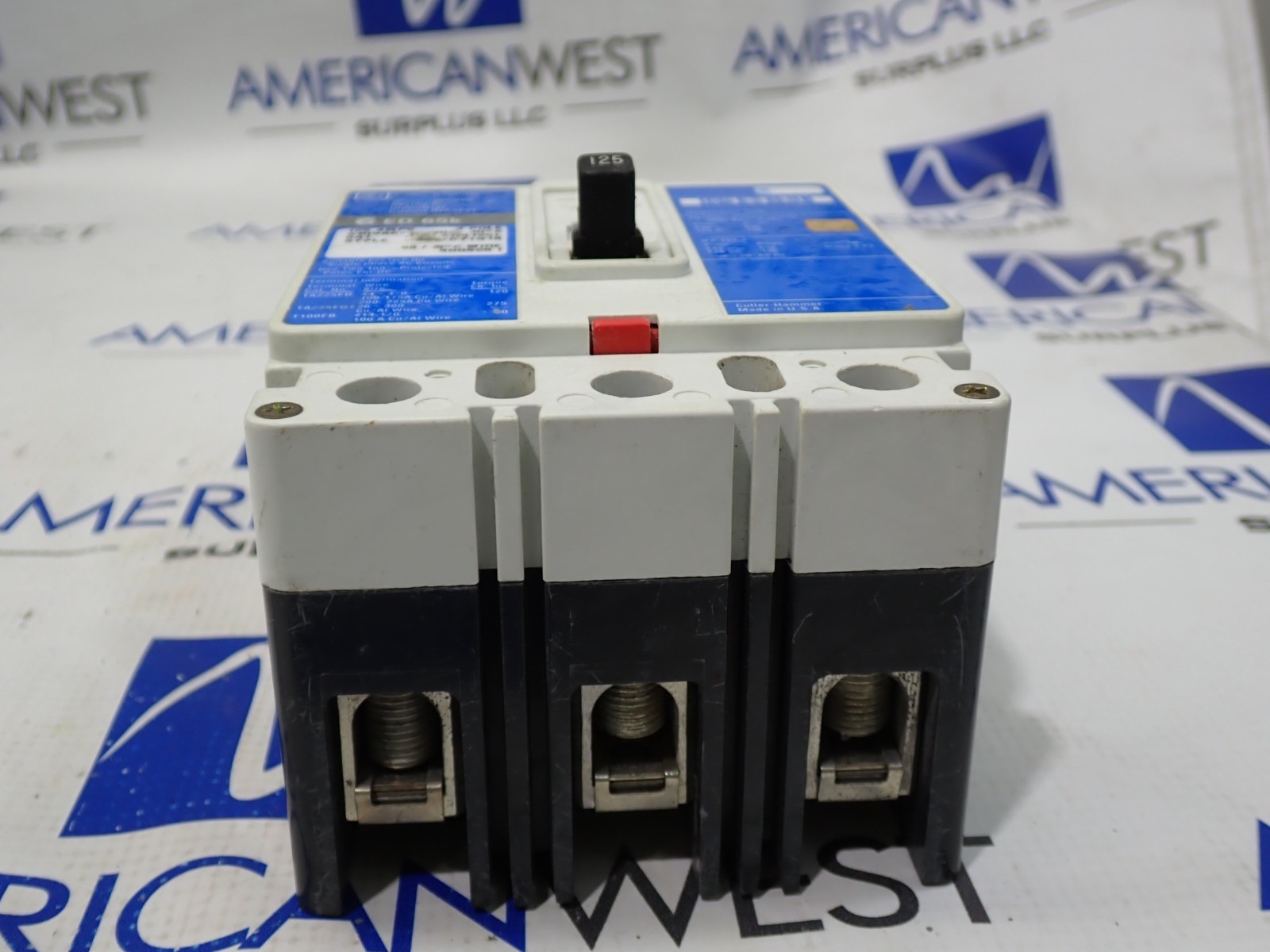 Cutler Hammer Westinghouse ED3125L 125 Amp 240V 3 Pole ED 65K Circuit Breaker