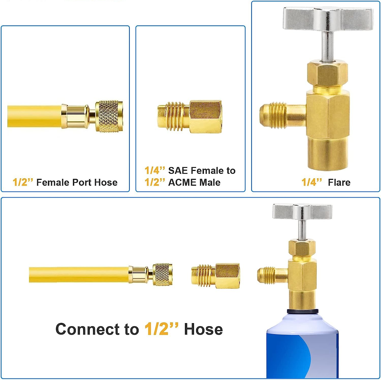 Air Conditioner Angled Ball Valve Adapter Kit for R410A R134A R12 R22 AC HVAC