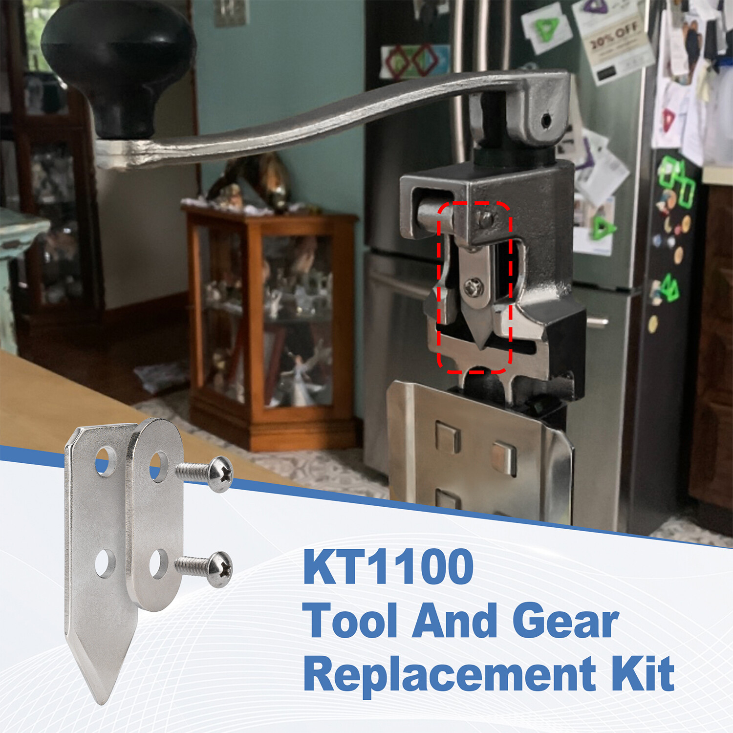 KT1100 Knife and Gear Replacement Kit for #1 Can Openers，Includes Gear, Knife,