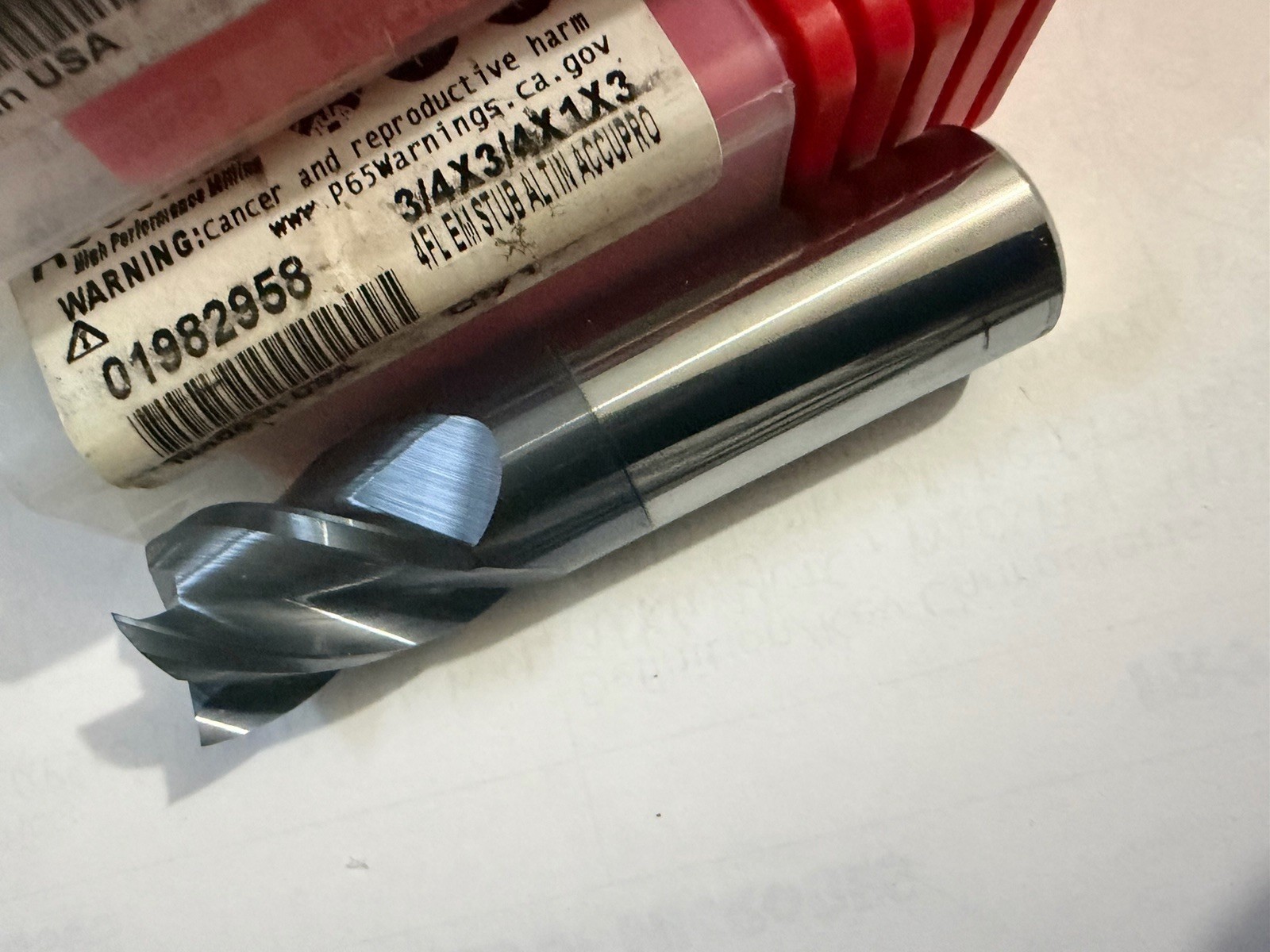 End Mills 3 Ea. 3/4”(.750)Día. x 1” LOC x 3 OAL x 4 Flute Solid Carbide New!!!!
