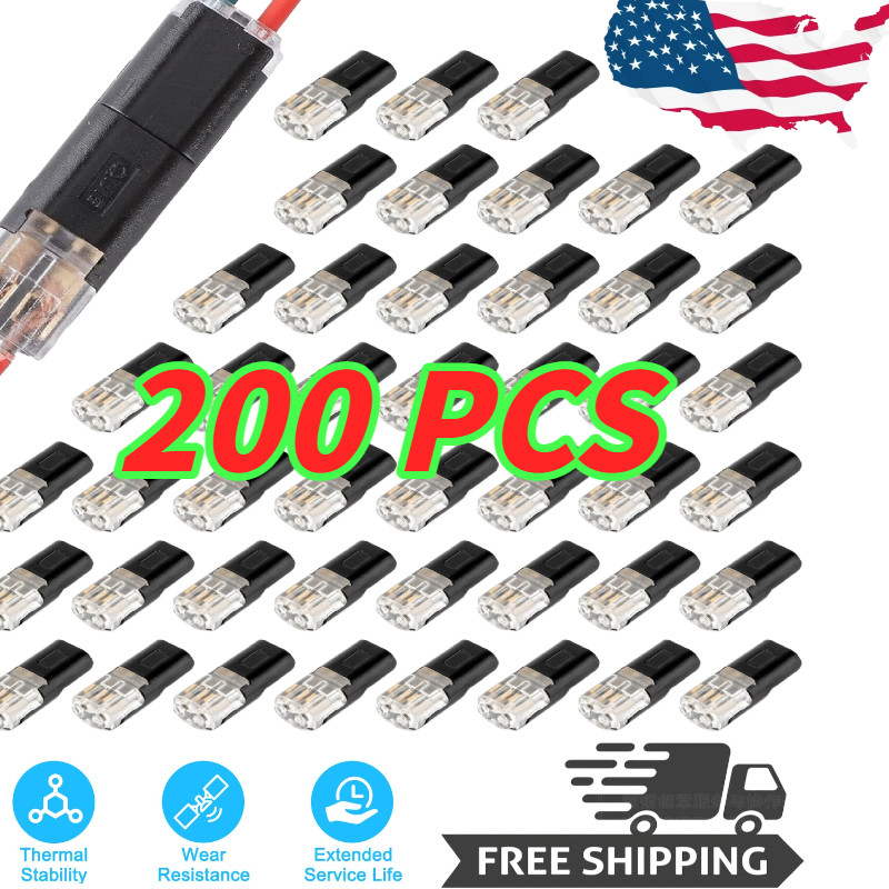 200pcs Double-Wire Plug-in Connector, Cable Clamp with Locking Buckle, AWG 18-22