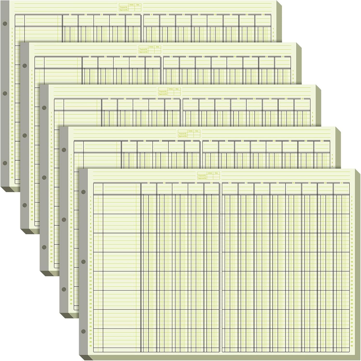 5 Pack 250 Sheets Analysis Columnar Books 3 Hole Accounting Ledger Book Ledger P