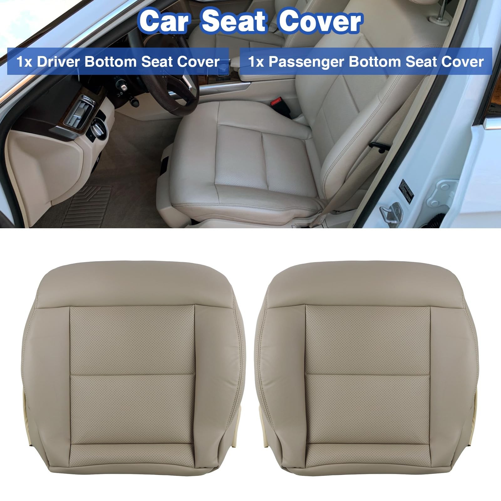 Tan Microfiber Leather Front Bottom Seat Covers Mercedes E200E250E300E350 14-16