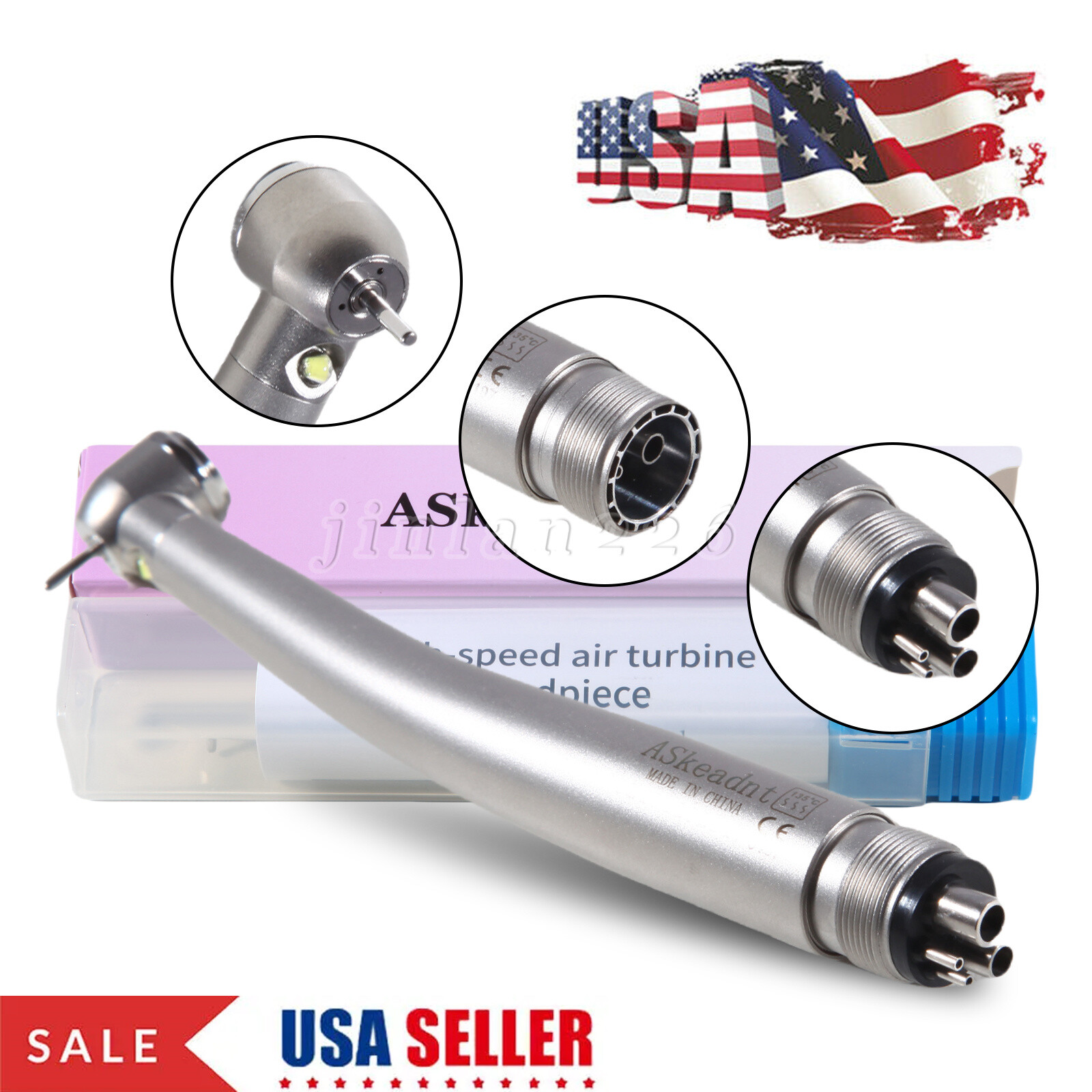 NSK Style Dental LED E-generator Fiber High Speed Handpiece Air Turbine 2Holes 4