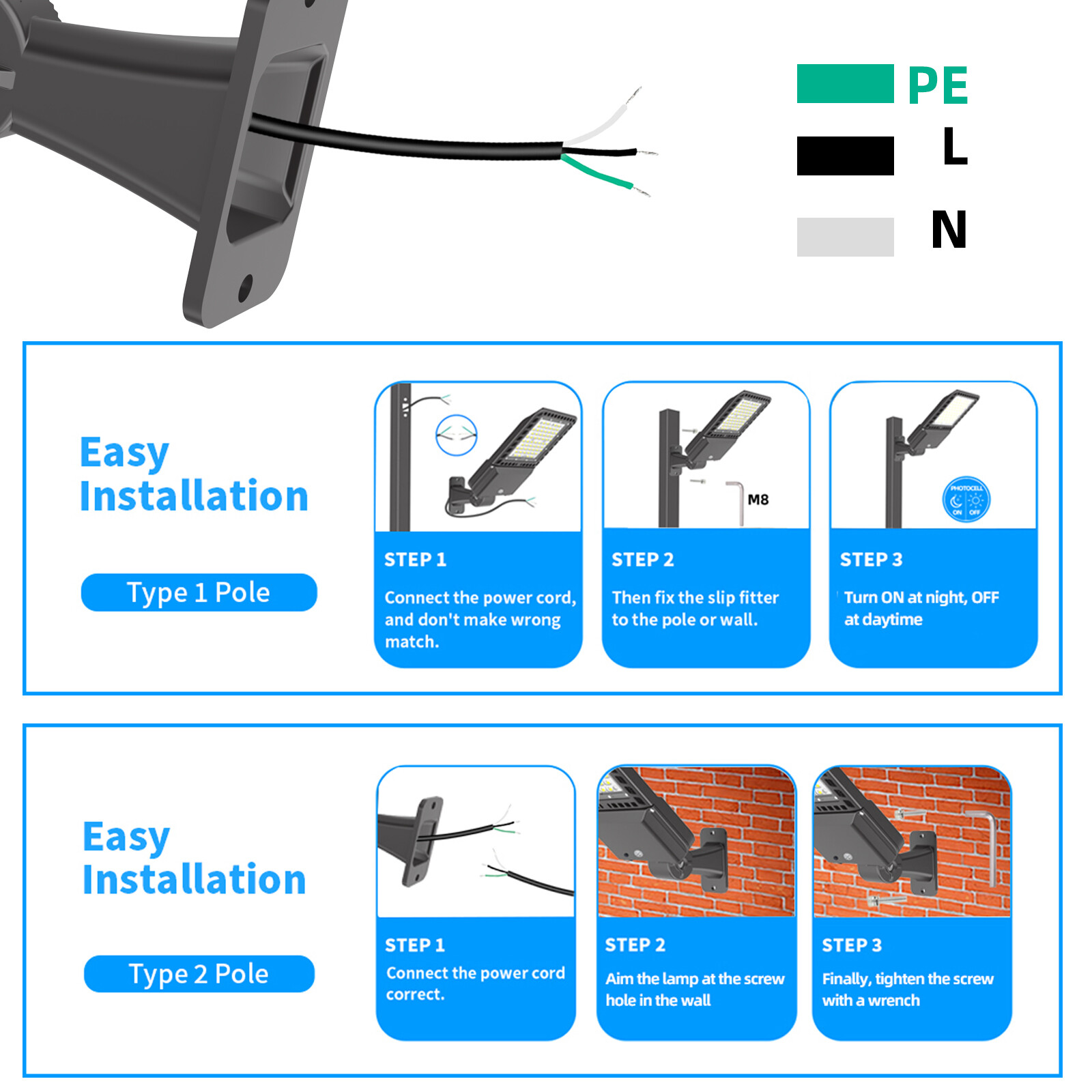 300W LED Parking Lot Light Outdoor Street Shoebox Pole Light Fixture 42000LM DLC