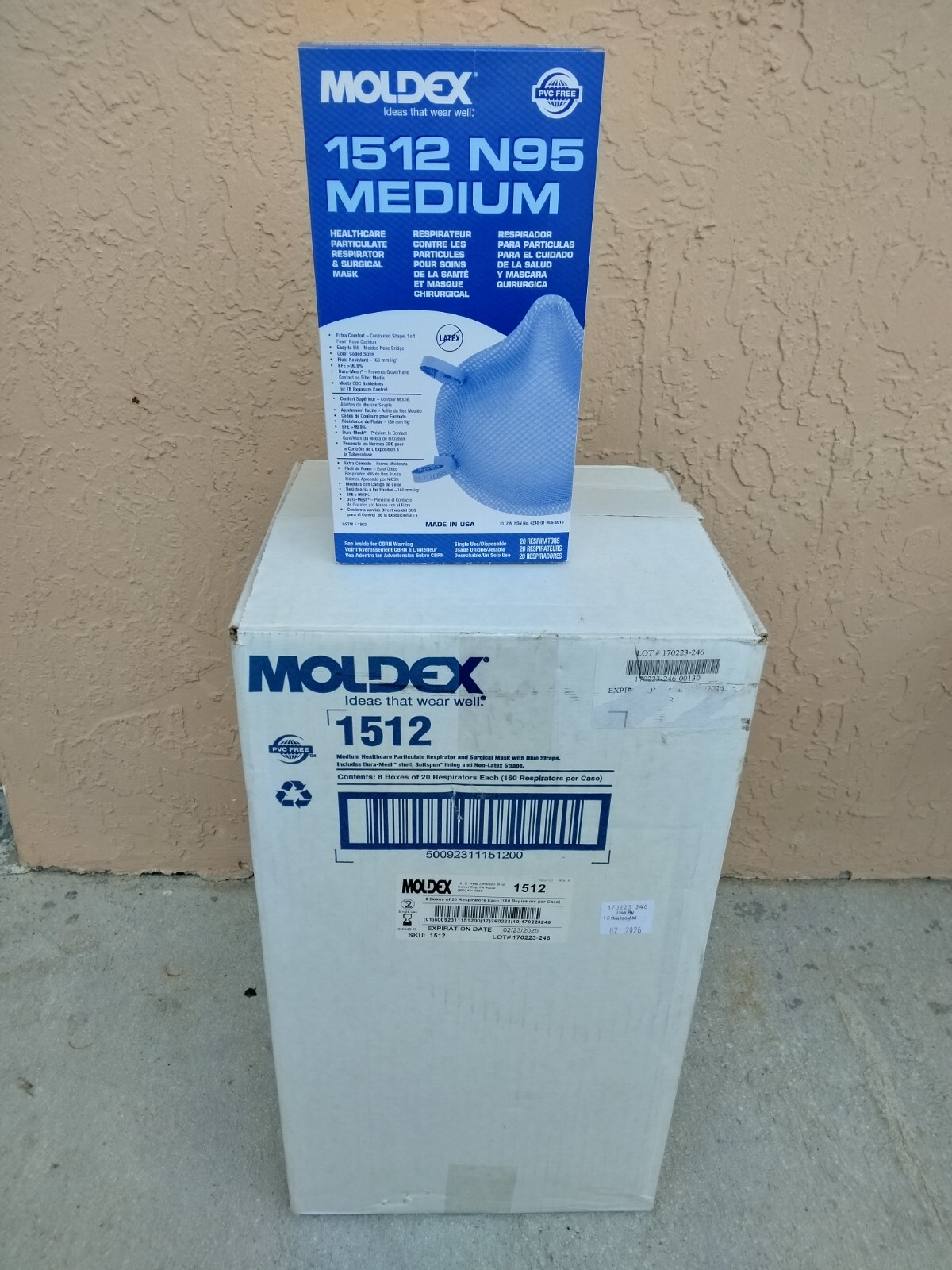 Moldex 1512 N95 Respirators and Surgical Masks,Medium, Exp. 02/2026, Case of 160