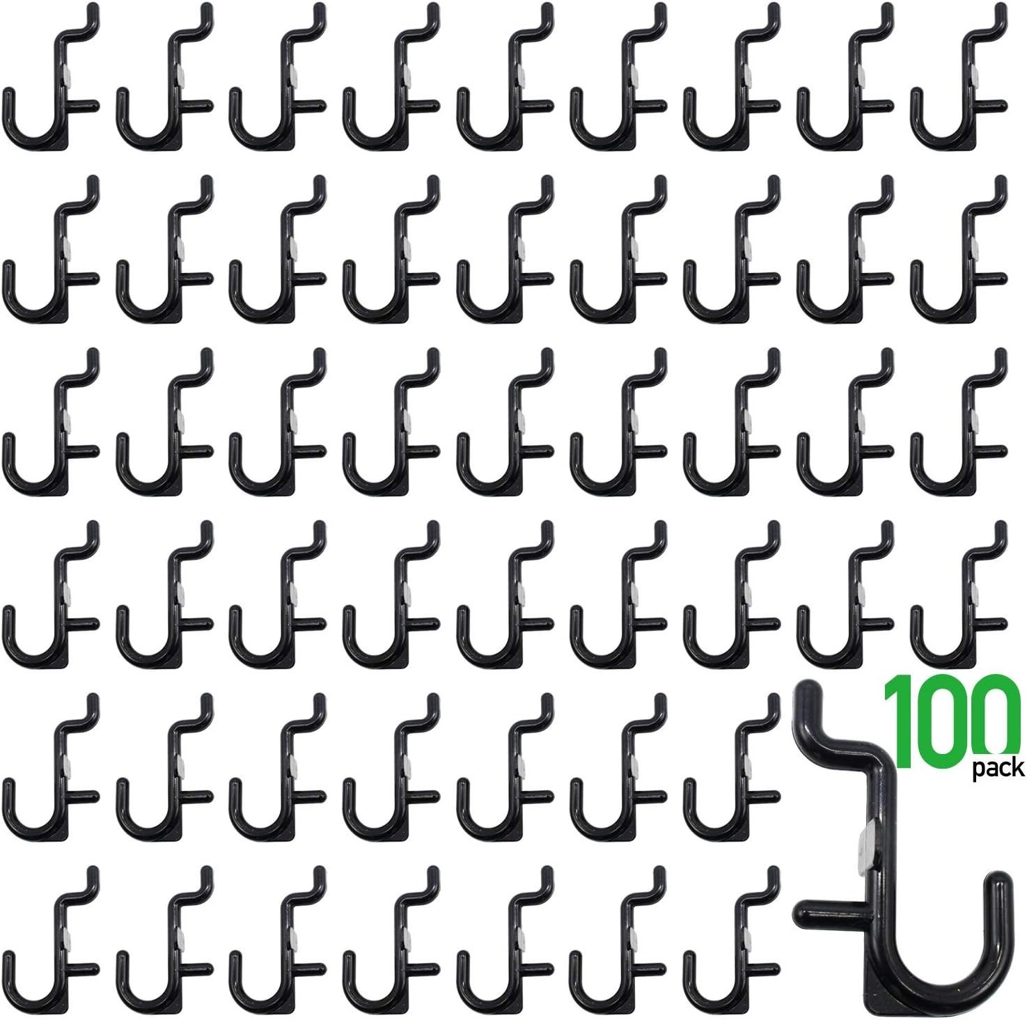 Smooth-Edge 100PC Pegboard Hooks – Easy Install with Black Powder-Coated Finish