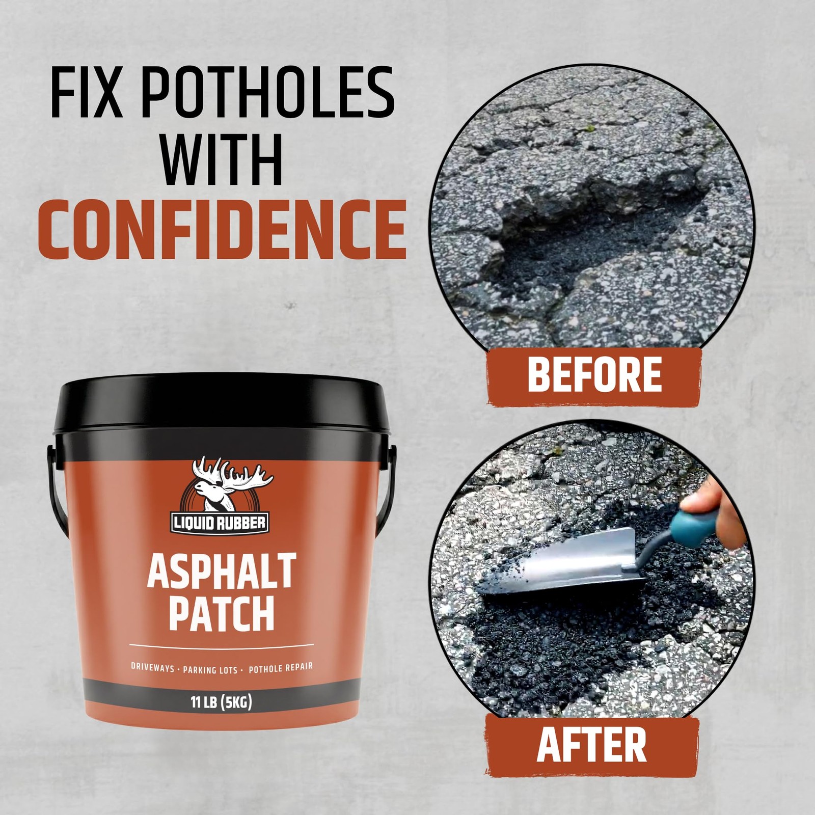 Asphalt Patch – 11lb Pail Ready-to-Use Pothole Repair for Driveways, Parking …