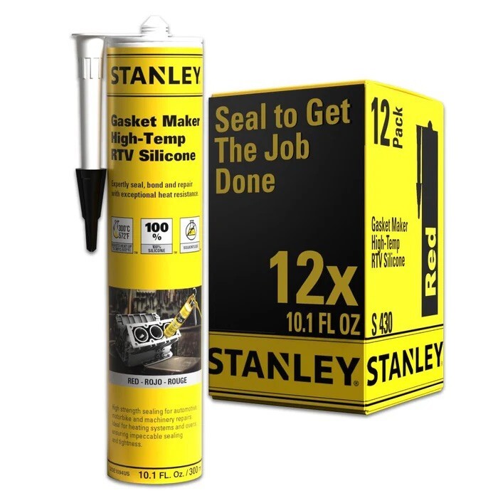 Stanley High Temp Gasket Maker RTV Silicone Sealant Black 10.1 fl.oz. 12 Pack