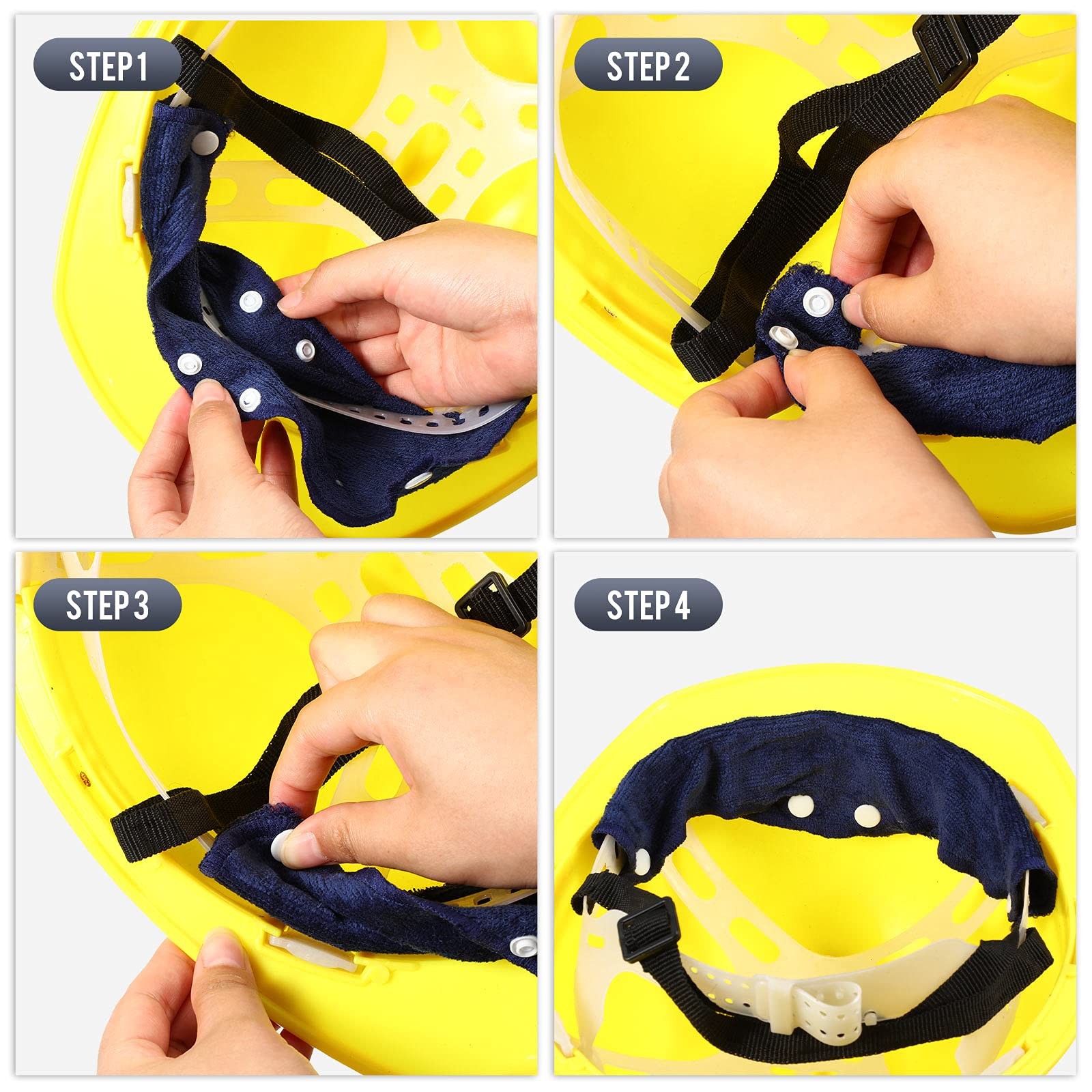Funtery 12 Pieces Hard Hat Sweatband Washable Reusable Medium, Blue,Gray