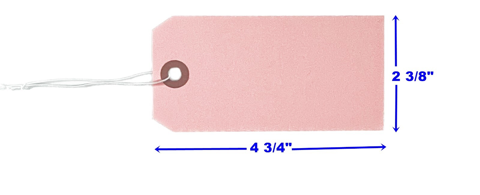 100 – 4 3/4″ x 2 3/8″ Pink Inventory Tags Strung with ELASTIC Stretchable String