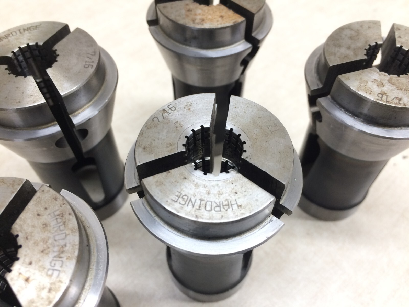 Lot of 5 Hardinge 7/16″ Brown & Sharpe No. 21 Waffle Pattern Collet Tool