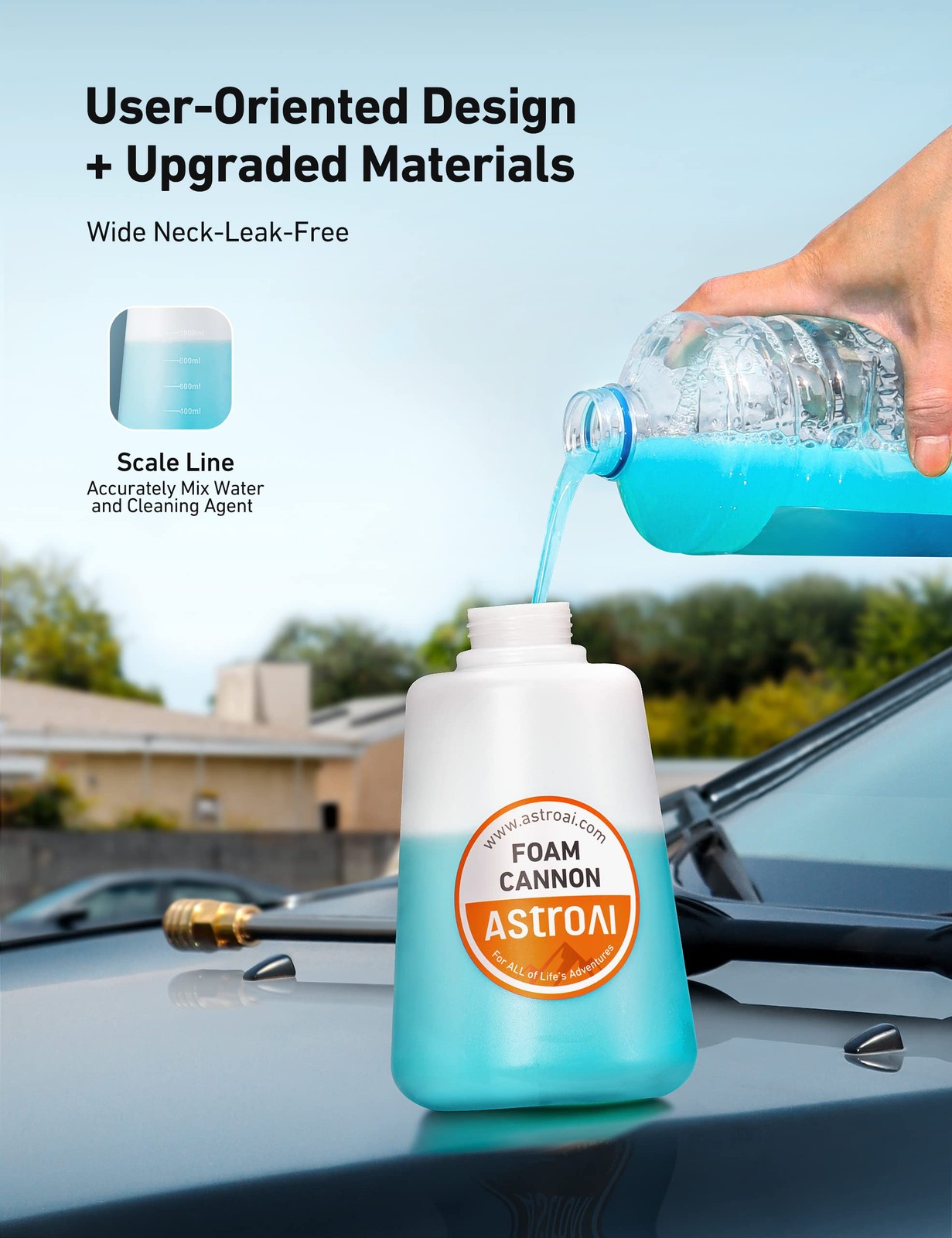 AstroAI Foam Cannon for Pressure Washer with 1/4″ Quick Connect, 1.5L, White