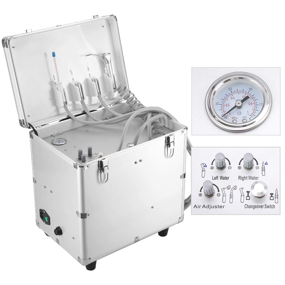 Portable Dental Unit with Air Compressor Curing Light handpiece air scaler kit