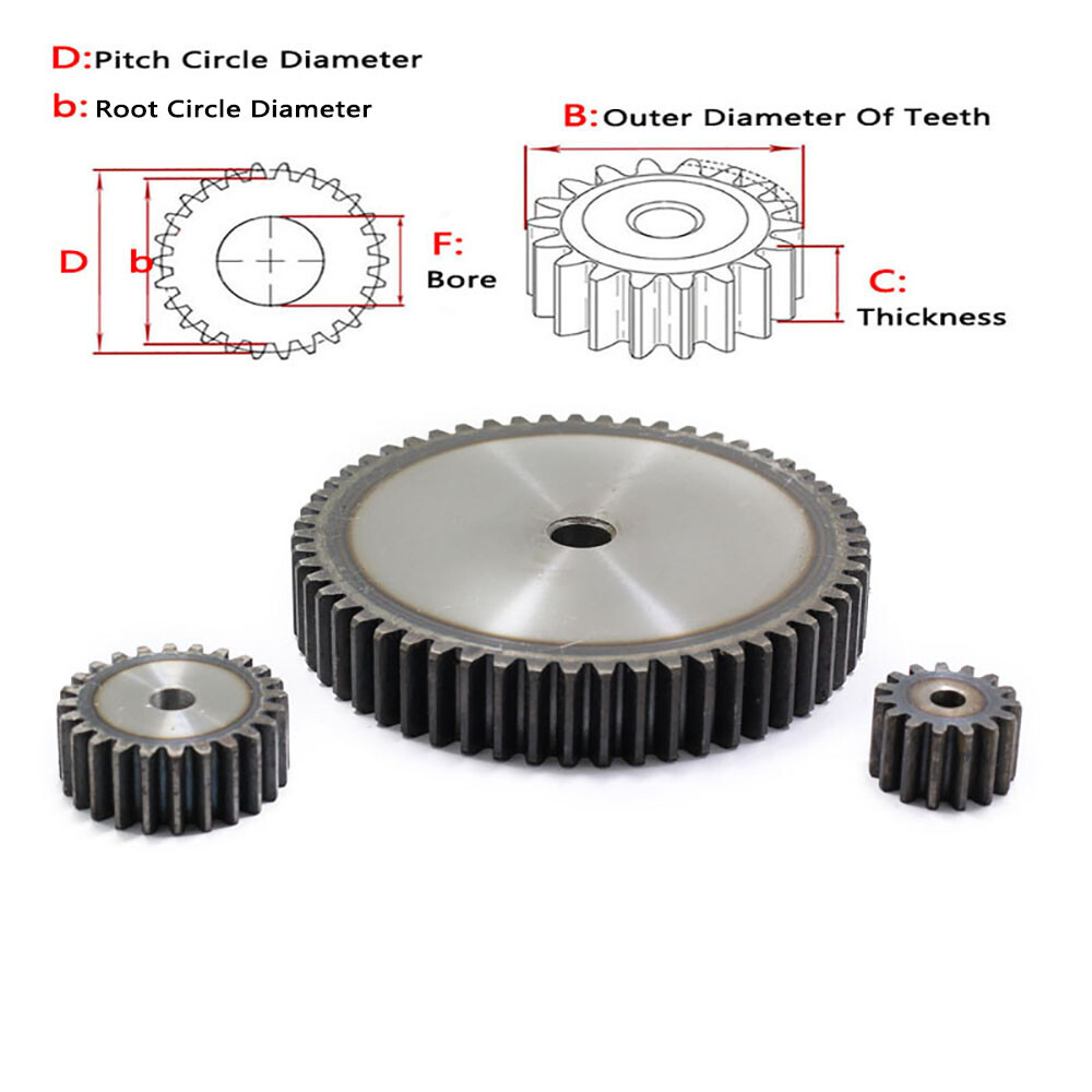 Module 2M Flat Gear Motor Transmission Spur Gear 10T to 96T Gears With Screw