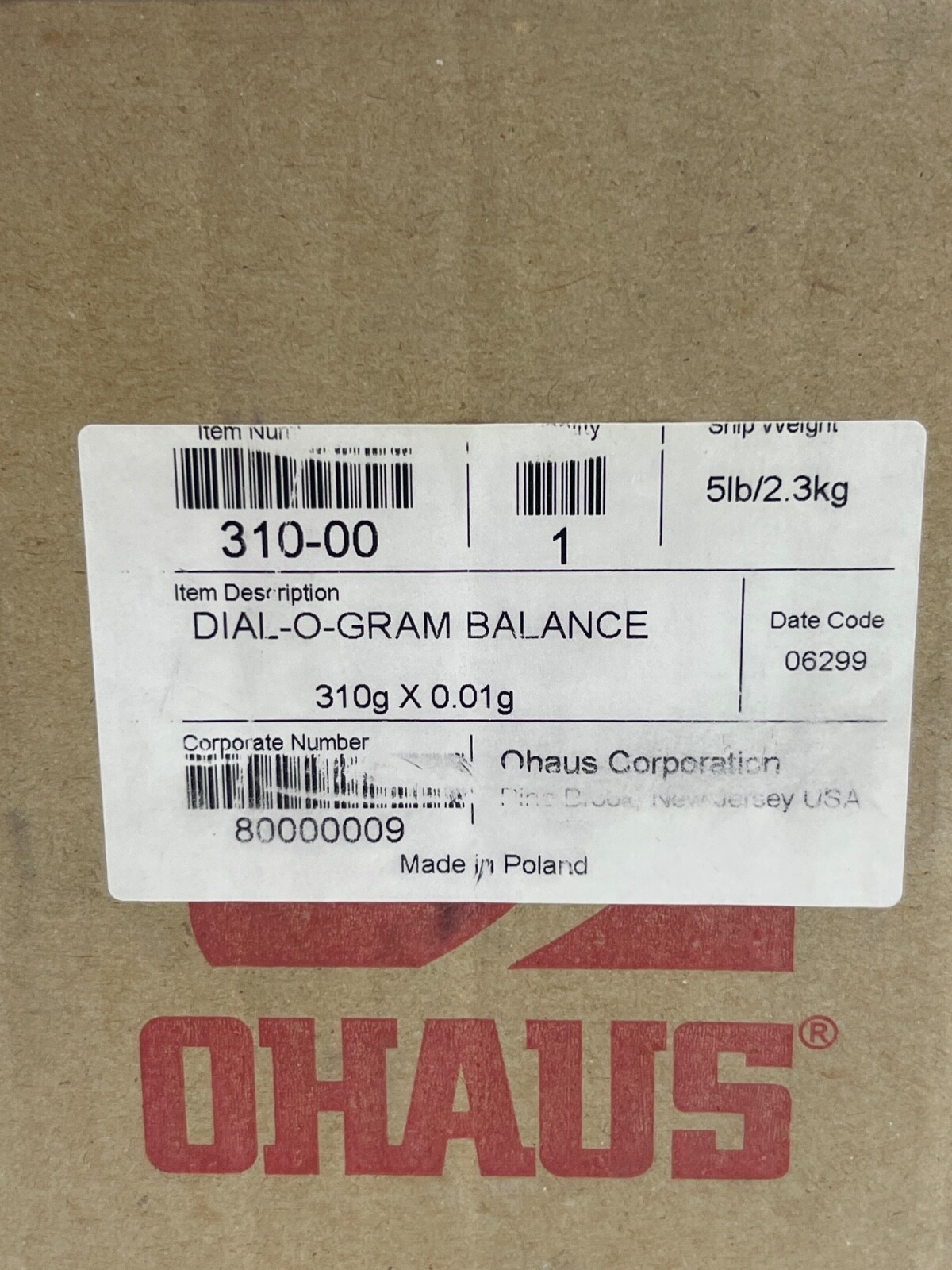 OHAUS 310-00 DALI-O-GRAM BALANCE 310gx0.01g