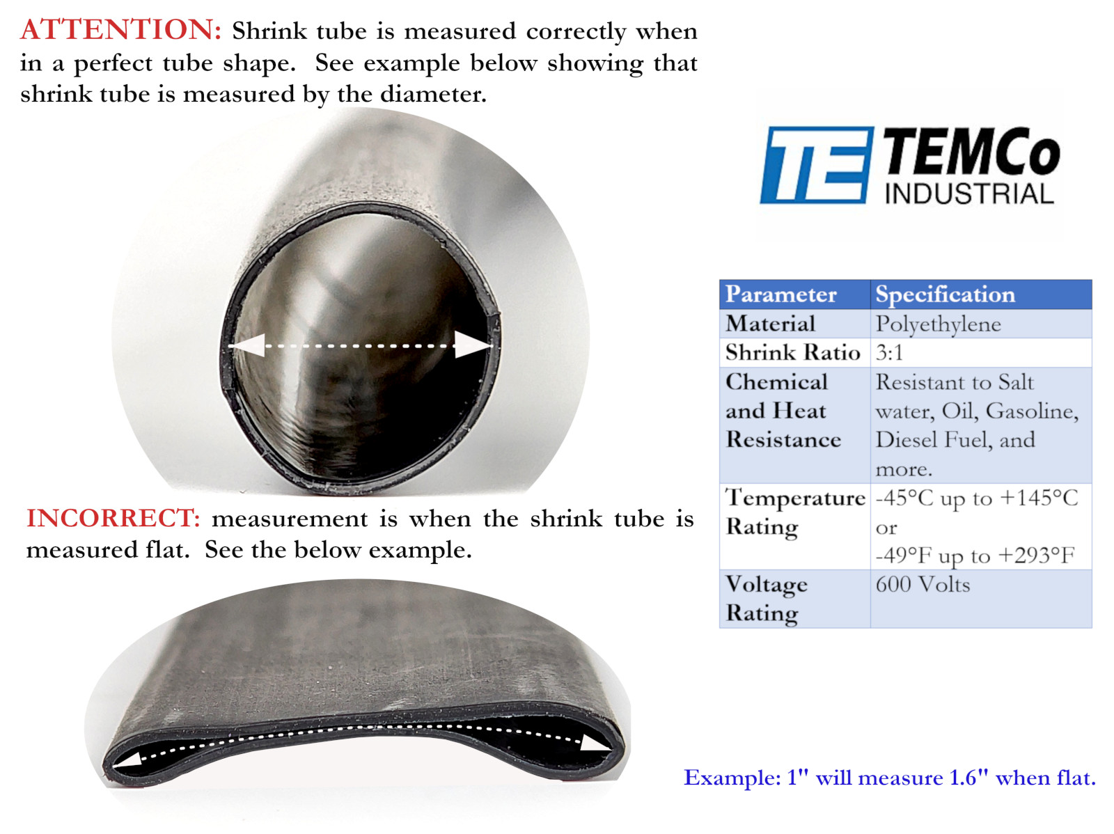 TEMCo 1/4″ Marine Heat Shrink Tube 3:1 Adhesive Glue Lined 4 ft BLACK