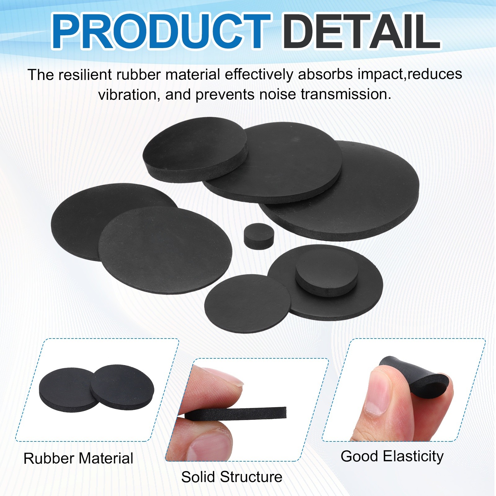 15Pcs 20mm OD x 3mm Thick Solid Round Rubber Washers Spacer Black)