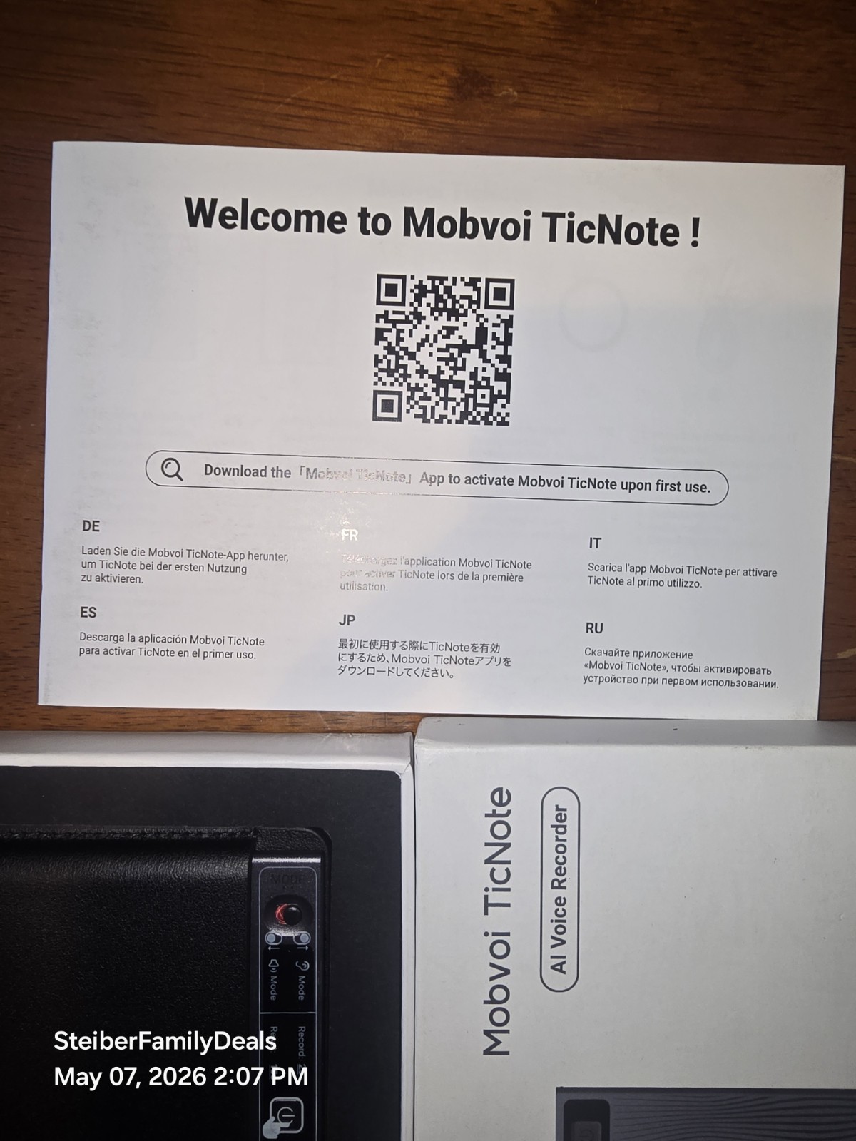 Mobvoi TicNote AI Voice Recorder 64GB Memory Note Recorder w/Case App Control