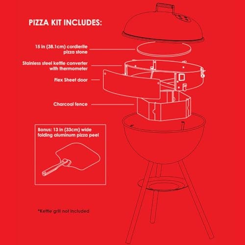 PC7001 PizzaQue Outdoor Pizza Oven Kettle Grill Conversion Kit, Silver, Deluxe
