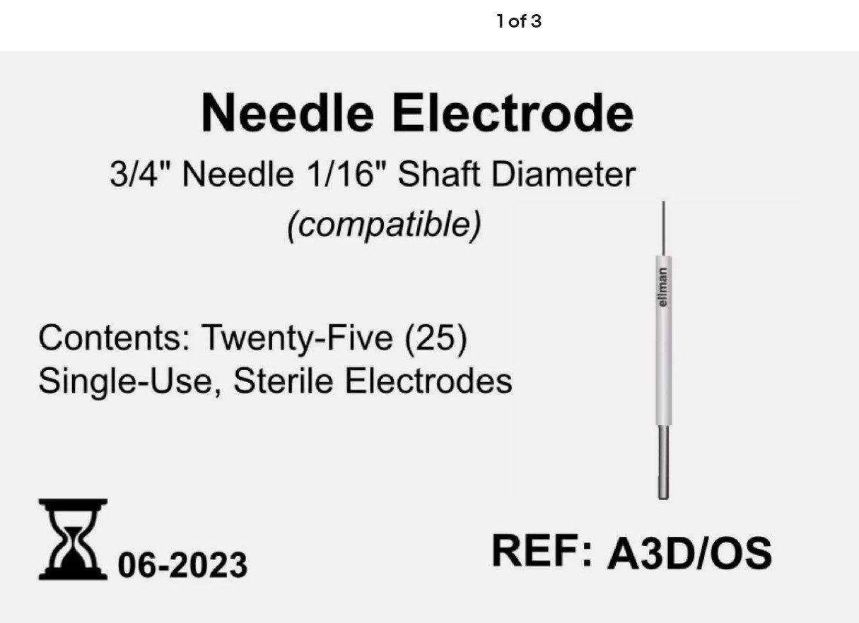 Ellman A3D/OS- Needle Electrode -Twenty-Five (25) Single-Use Disposable