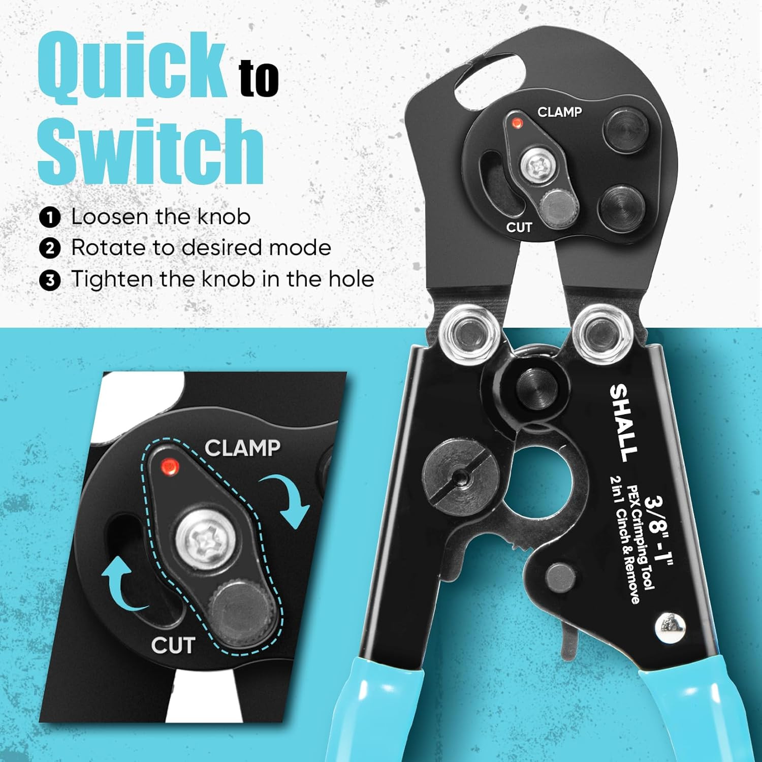 2-IN-1 Pex Crimping Clamp Cinch & Remove Tool with Pipe Hose Cutter, Pex Pipe Fi