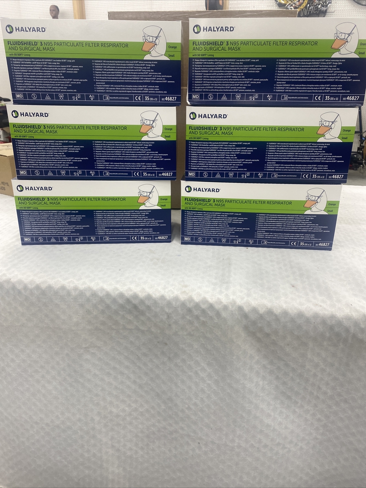 Case of 210 46827 Small Halyard N95 Masks Fluidshield 3 Surgical Respirator